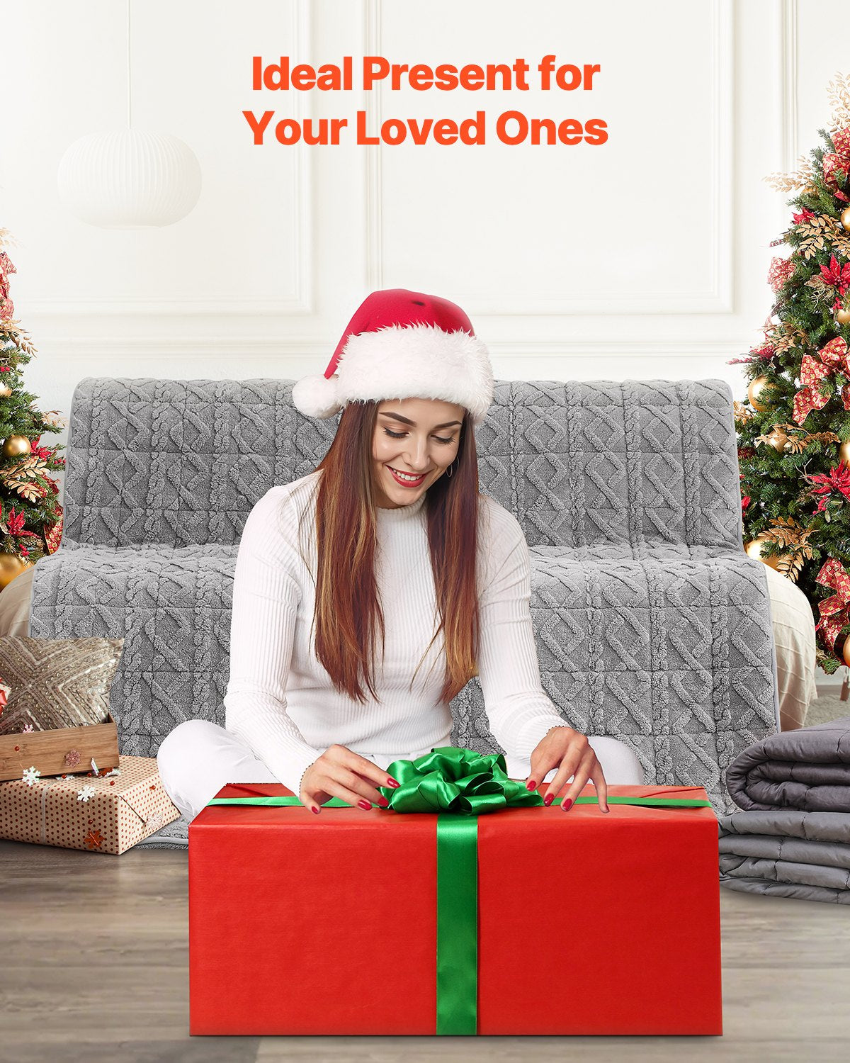 VEVOR Weighted Blanket, 9 kg, 1524 x 2032 mm Queen Size, Sherpa Fleece Heavy Blanket with Glass Beads, Soft Warm Cozy Fluffy Touch, for 90-113 kg Adults, Anxiety Stress Relief, Improve Sleep, Grey