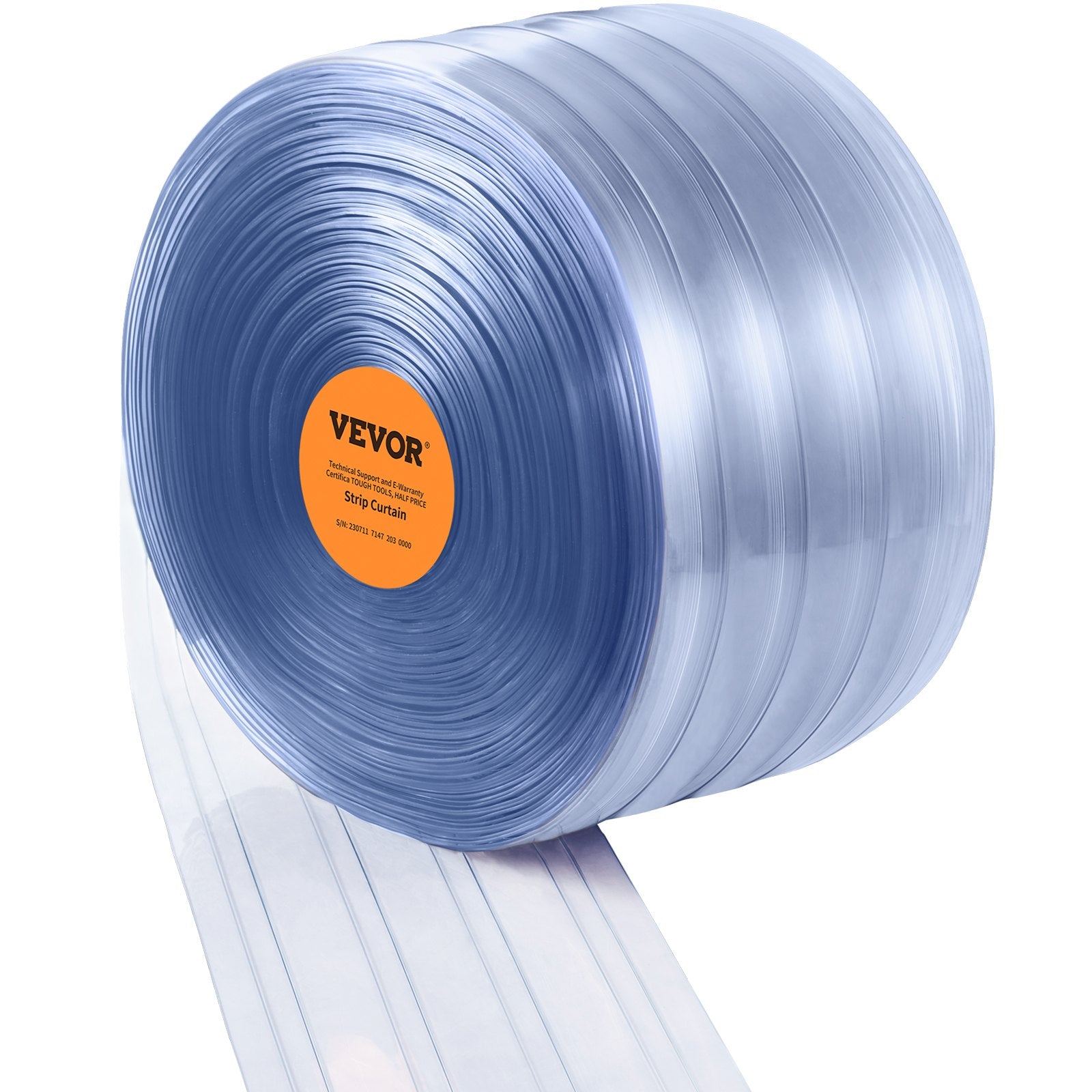 VEVOR Strip Curtain, 2286 cm L x 20 cm W x 2 mm Thickness, Clear Ribbed PVC Curtain Strip Door Bulk Roll, Plastic Door Strips for Doorways of Supermarket, Garage, Warehouse, Barn, Pet Animal House