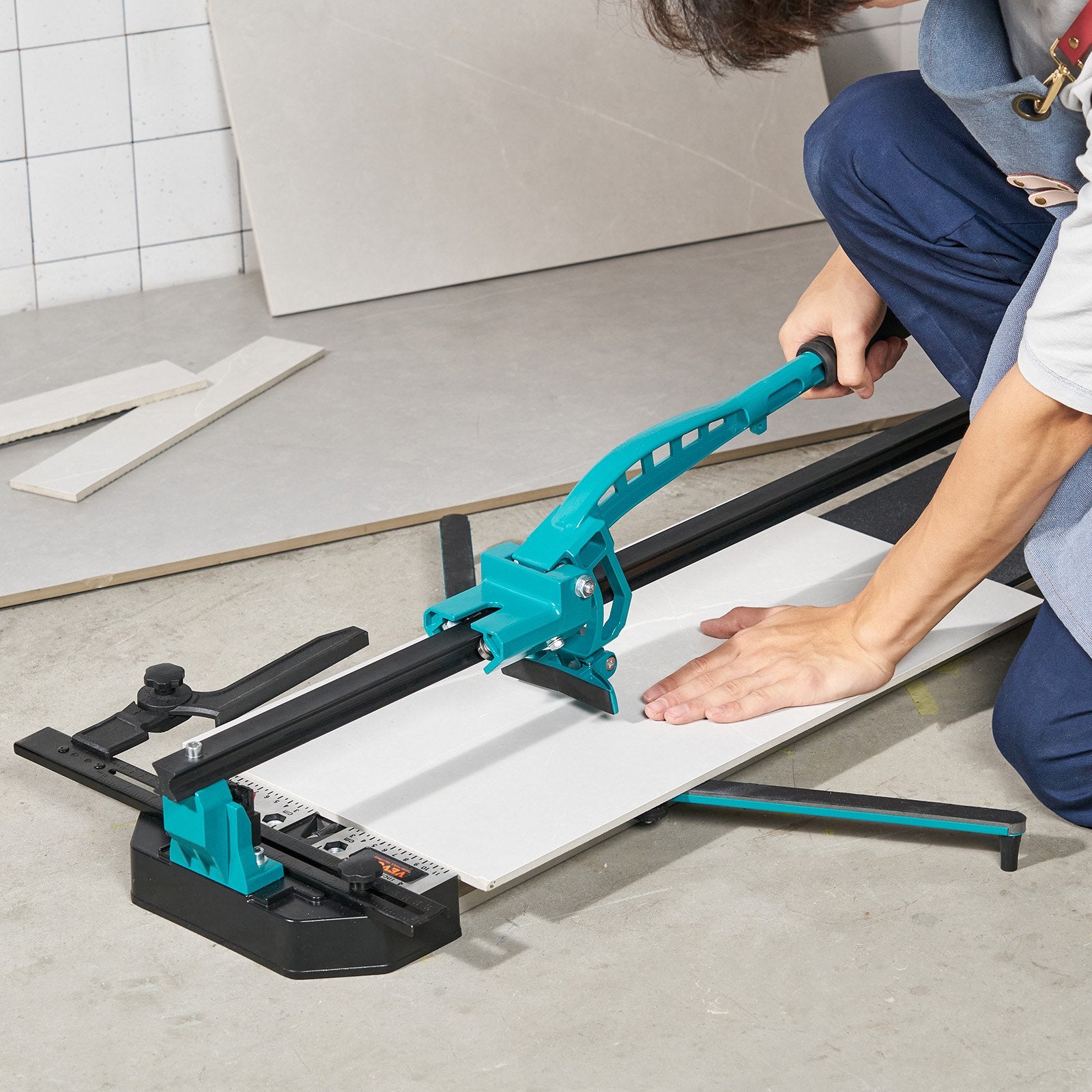 VEVOR Manual Tile Cutter, 1000mm, Porcelain Ceramic Tile Cutter with Tungsten Carbide Cutting Wheel, Infrared Positioning, Anti-Skid Feet, Durable Rails for professional installers or beginners