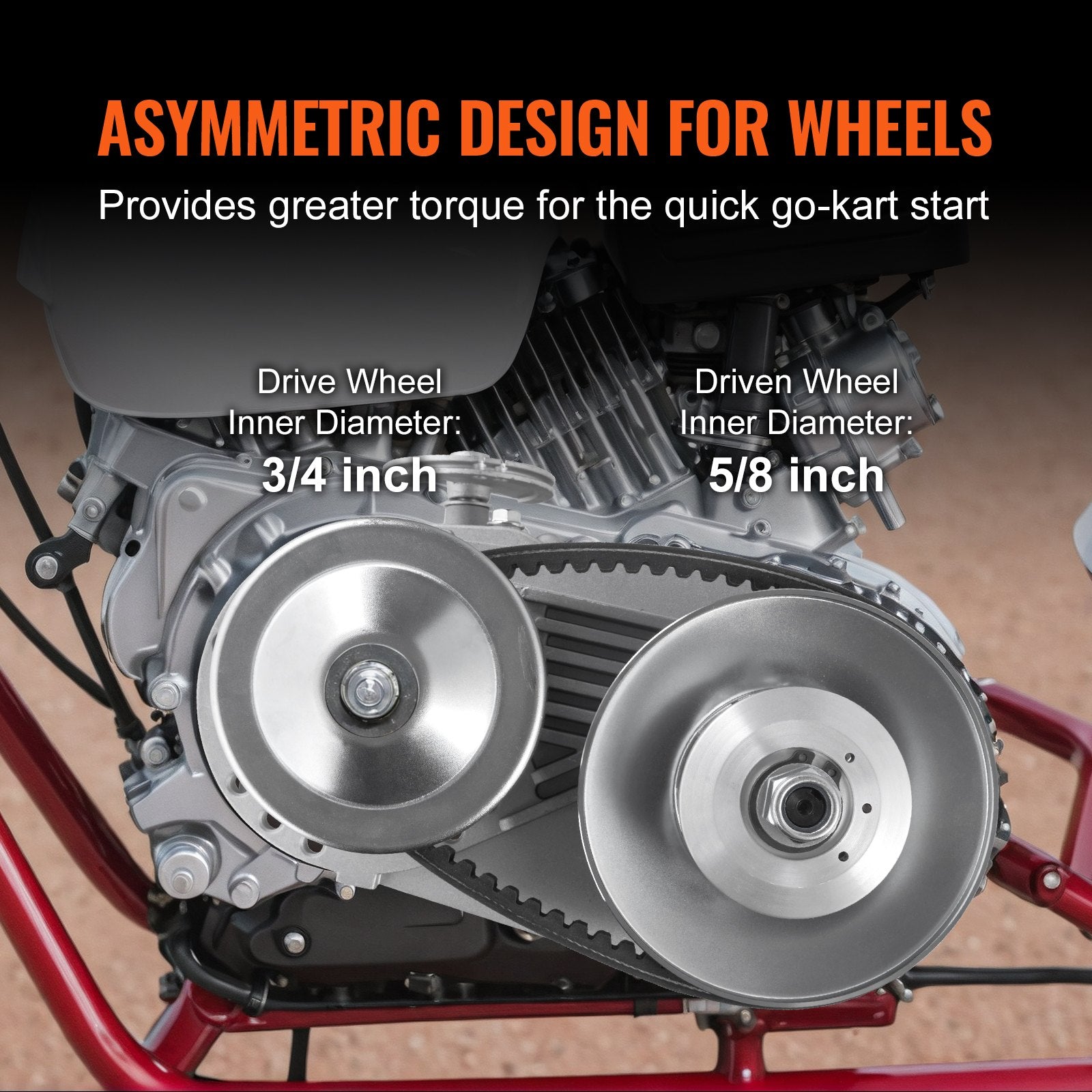 VEVOR Drive Clutch, 2-8HP Engine, 2000 RPM High-Strength Drive Clutch with Asymmetric Designed Wheels & Robust Rubber Belt, Sturdy & Durable Clutch with Full Accessories, Fit for Various Engines
