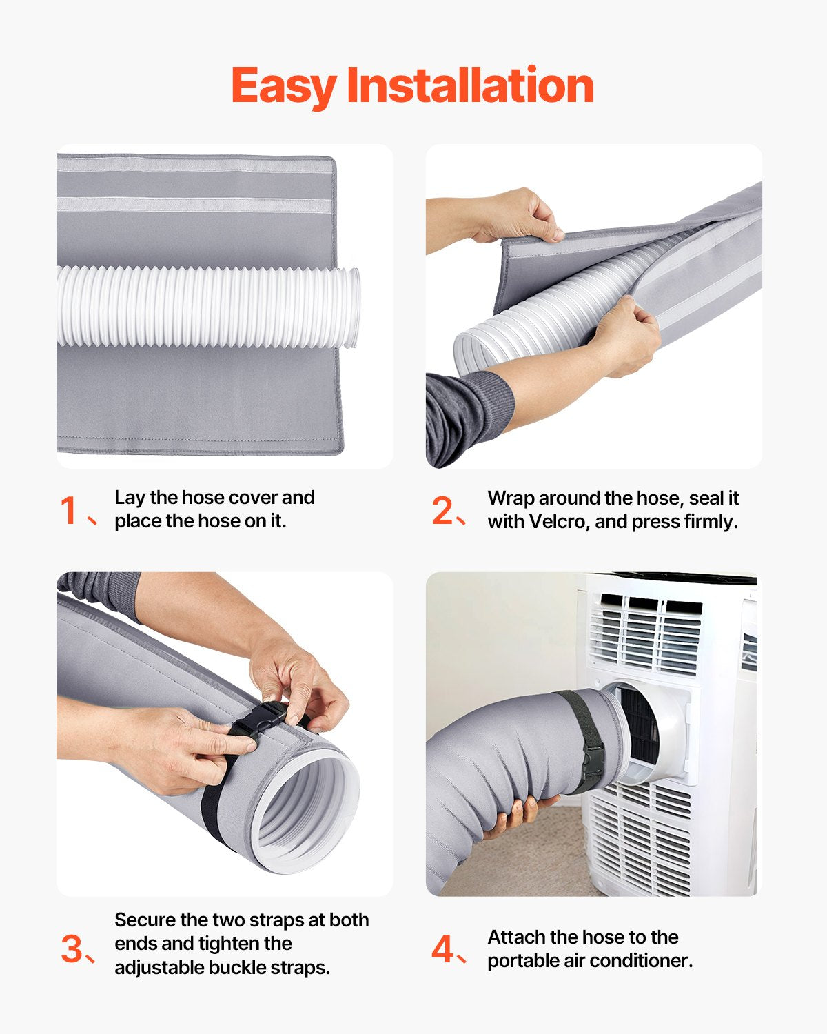 VEVOR Air Conditioner Hose Cover Wrap Portable AC Insulated Exhaust Hose Sleeve