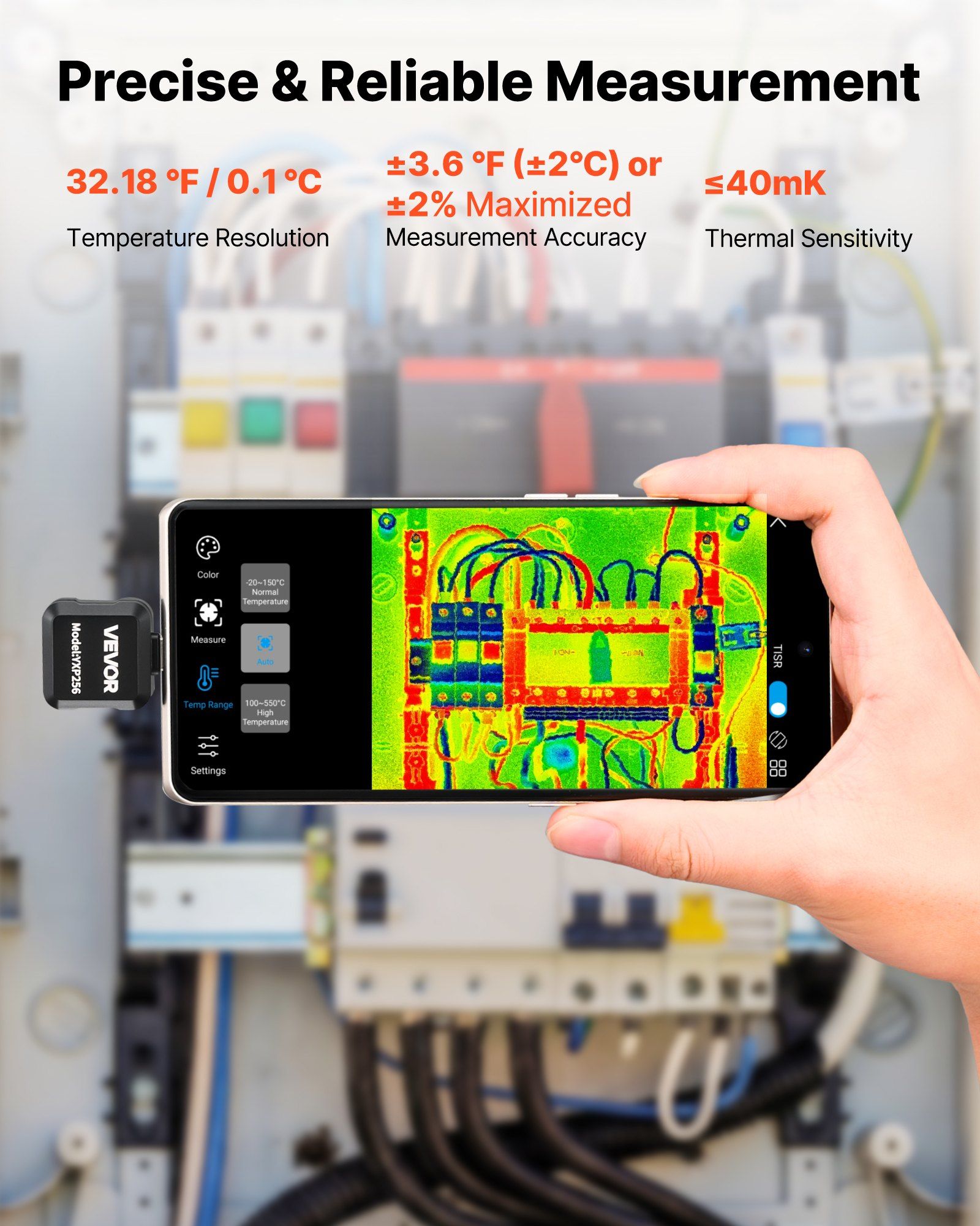 Thermal Imaging Camera for Android, 512 x 384 TISR Super Resolution, 25HZ Refresh Rate Infrared Thermal Imager for Smartphone Tablet, 256 x 192 IR Resolution, -20°C to 550°C & 15 Color Palettes