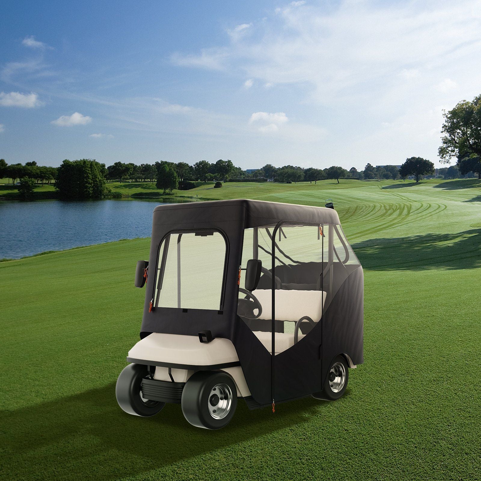 Golf Cart Enclosure, Polyester Driving Enclosure, Club Car Covers Suitable for 2-Seater Golf Carts, Sunproof and Dustproof Outdoor Cart Cover