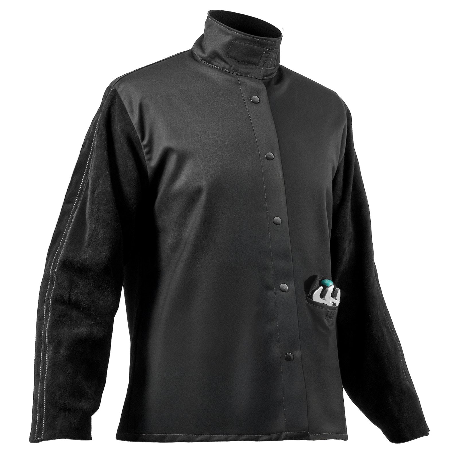 VEVOR FR Welding Jacket XXL Size Heavy Duty Cowhide Leather & 9oz FR Cotton