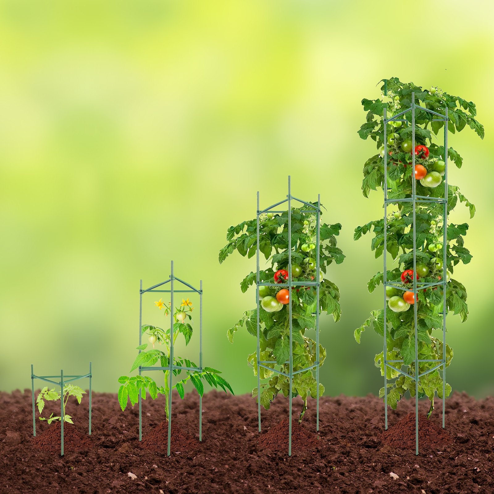 VEVOR 6 Packs Tomato Cages for Garden, 1230 mm Tomato Trellis Plant Stakes Support, Stackable Tall Plant Support Cage, for Raised Garden Bed, Vegetables Flowers and Climbing Plants