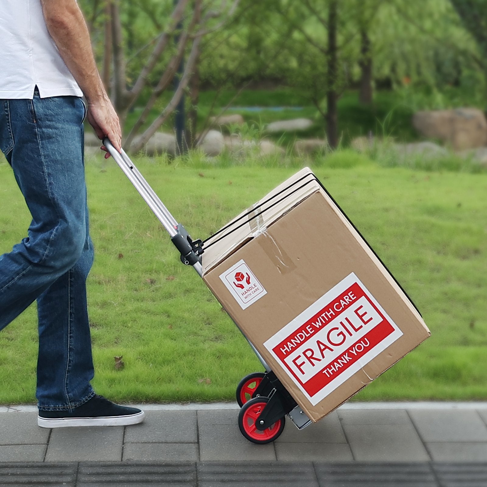 VEVOR Folding Hand Truck, 80 kg Load Capacity, Aluminum Portable Cart, Convertible Hand Truck and Dolly with Telescoping Handle and Rubber Wheels, Ultra Lightweight Super Strong for Moving Warehouse