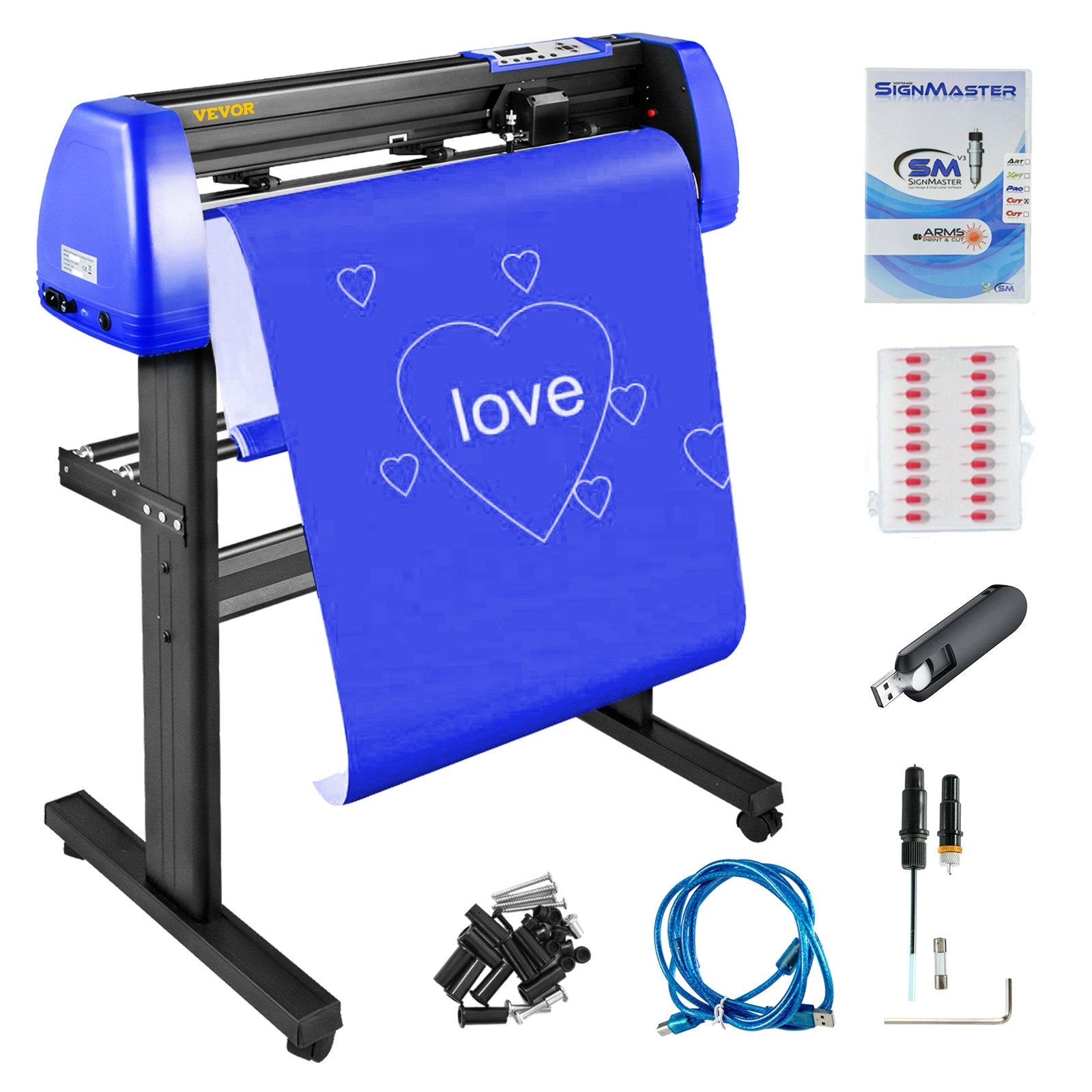 VEVOR 720mm Vinyl Cutter/Plotter Sign Cut Machine Software 20 Blades LCD Black