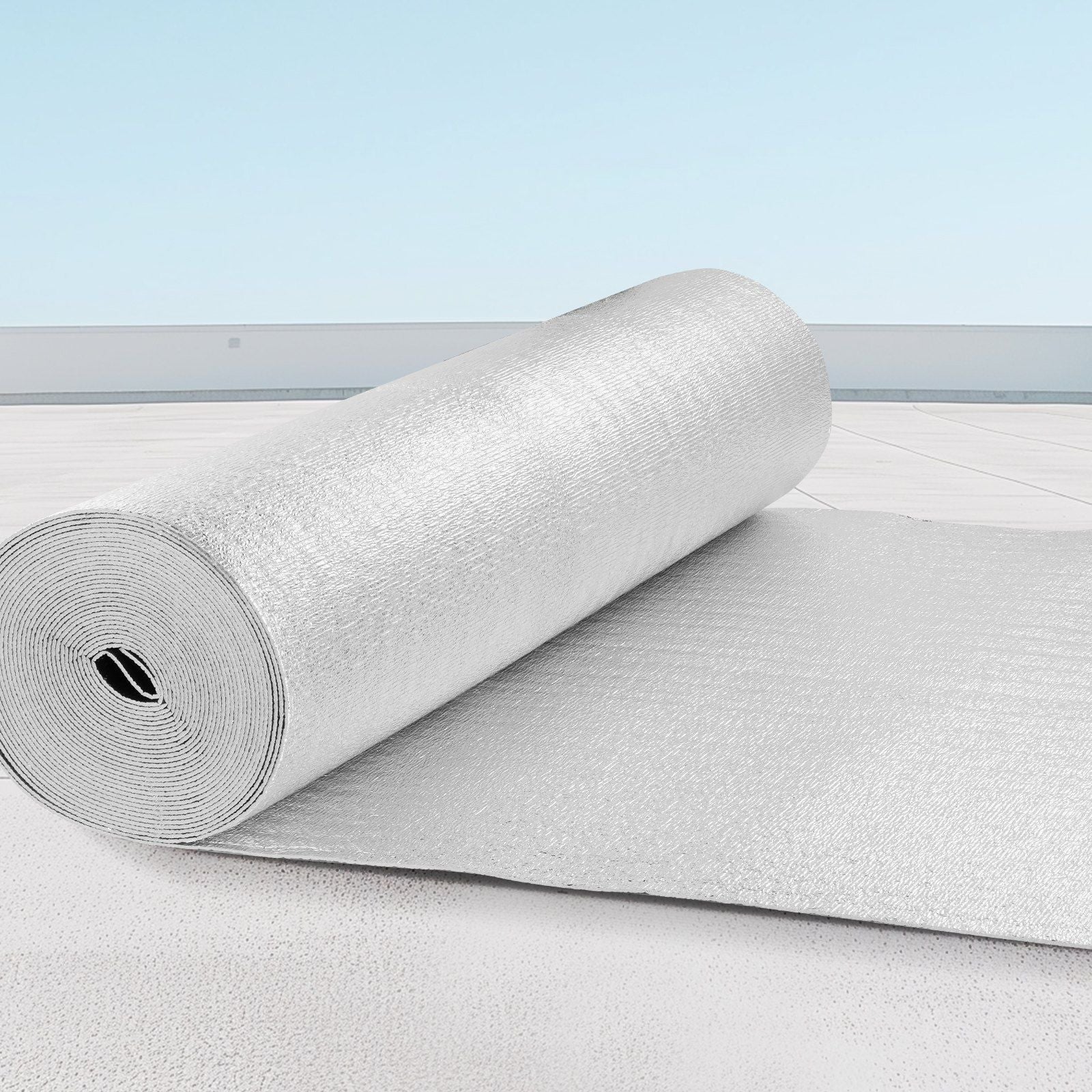 Double Reflective Insulation Roll, Foam Core Radiant Barrier, 3.2 mm 48 in x 50 ft, Double-Sided Aluminum Foil EPE Foam Heat Reflective Shield, Thermal Insulation Roll for Window RV Roof