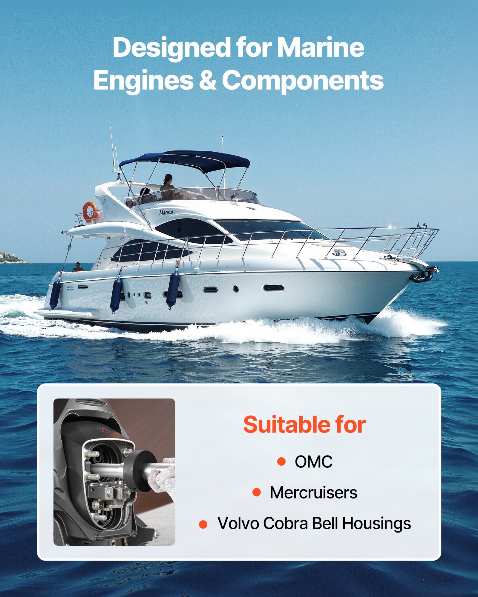 VEVOR Mercruiser Alignment Tool & Gimbal Bearing Puller Set, Compatible with Mercruisers, OMC, Volvo Cobra Bell Housings, Engine Alignment Tool, Bearing Puller Seal Bellow Expander Tools Easy-to-Use