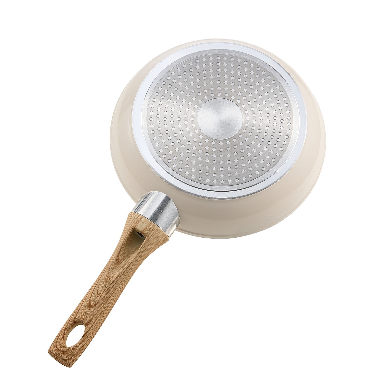 VEVOR Frying Pan Skillet, Aluminum Egg Fry Pans, 3 Pcs (200, 240, 280 mm), Nonsitck Ceramic Heavy-Duty Skillets with Heat-Resistant Handle, Chef's Kitchen Cookware for Gas, Electric, Induction, Beige