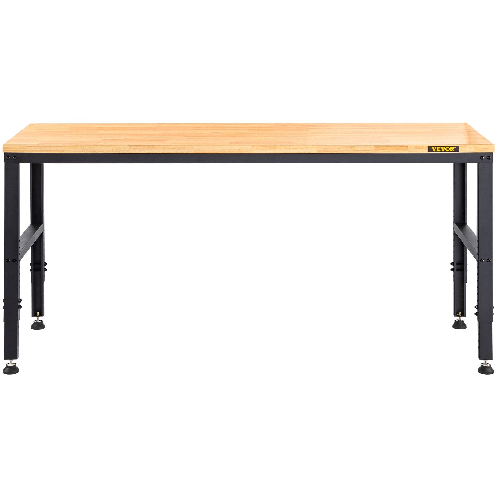 VEVOR Adjustable Workbench, 1220 x 508 x 968 mm Garage Table with 719-968 mm Heights & 900 kg Load Capacity, with Power Outlets & Hardwood Top & Metal Frame & Foot Pads, for Office Home and Garage