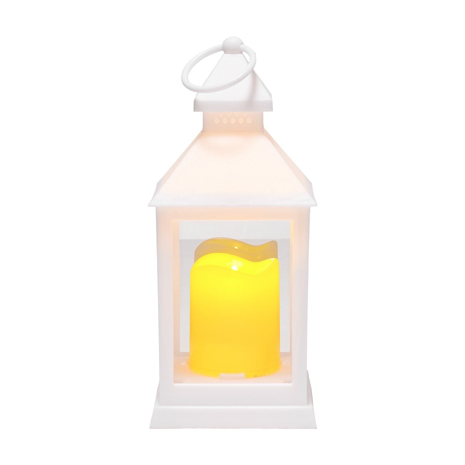 12 Pcs Decorative Candle Lantern, LED Electric Flameless Candle, Plastic LED Holder with Glass, Wall Hanging Indoor Porch Lanterns for Wedding Table Party Farmhouse Indoor Decor, White