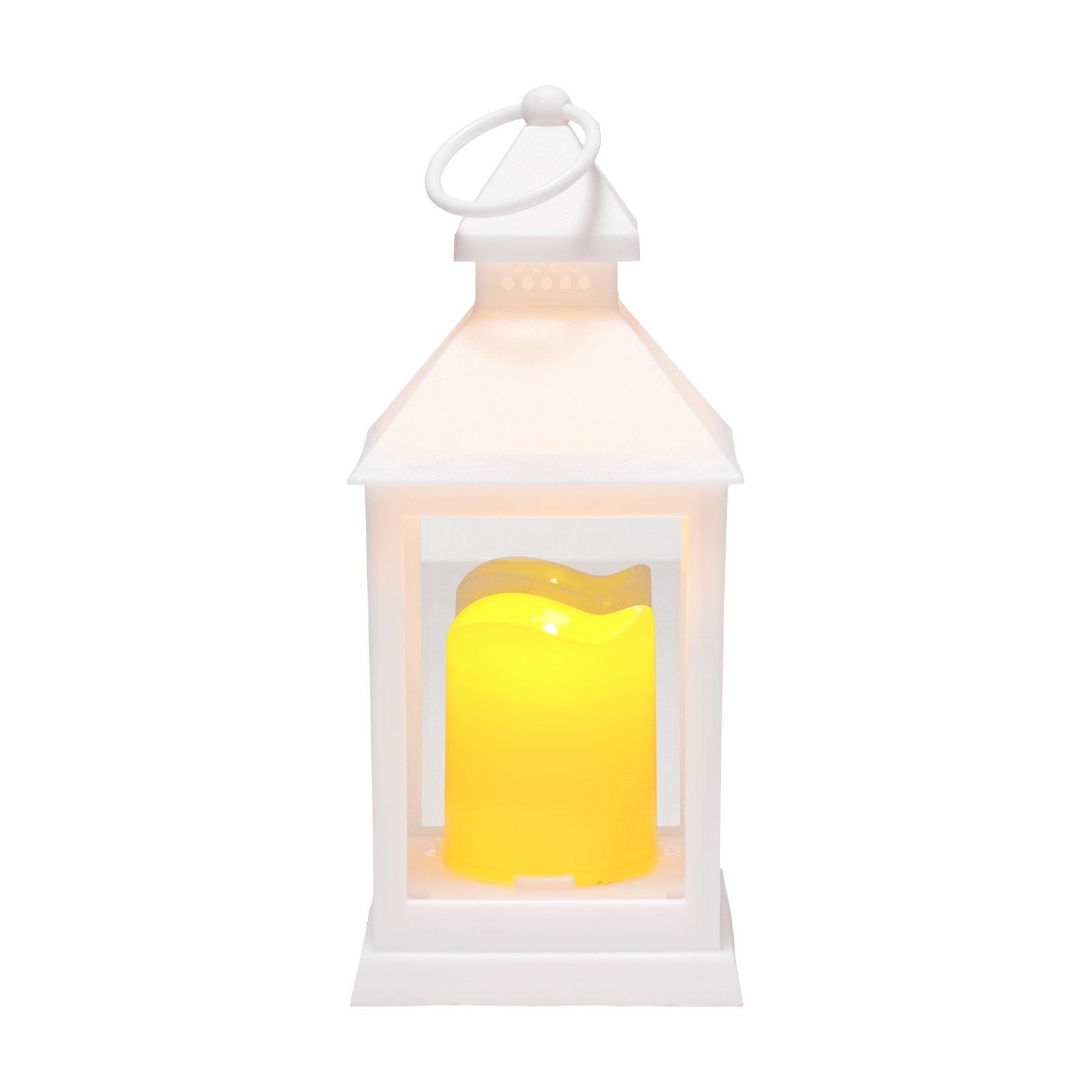 12 Pcs Decorative Candle Lantern, LED Electric Flameless Candle, Plastic LED Holder with Glass, Wall Hanging Indoor Porch Lanterns for Wedding Table Party Farmhouse Indoor Decor, White
