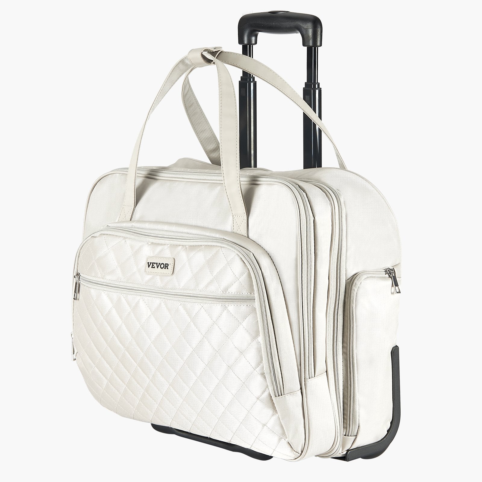 VEVOR Rolling Laptop Bag, Fits Up to 15.6 Inch Laptop, Wheeled Briefcase, Roller Computer Tote Bag with 2 Fixed Wheels & Telescoping Handle, Laptop Case for Work Travel Business Office, Women Men