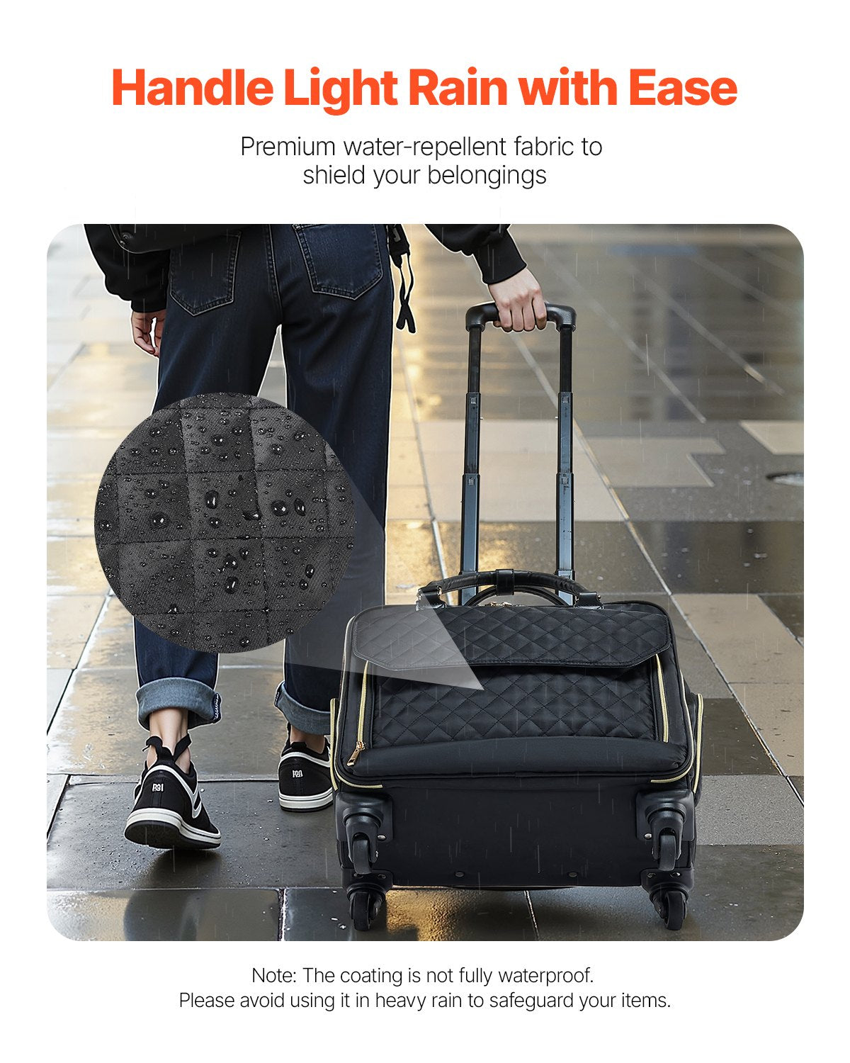 VEVOR Rolling Laptop Bag, Fits Up to 17.3 Inch Laptop, Wheeled Briefcase, Roller Computer Tote Bag with 4 Spinner Wheels & TSA Lock, Laptop Case for Work Travel Business, Women & Men (Black Gold)