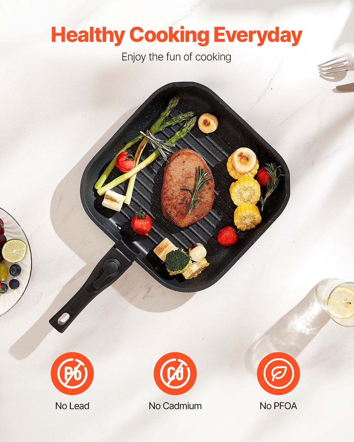 17 Piece Pots and Pans Set, Granite Nonstick Detachable Handle Cookware, Space Saving Induction Cookwares, Kitchen RV Cooking Sets with Frying, Sauce, Saute, Tempered Glass Lid, Oven Safe, Black