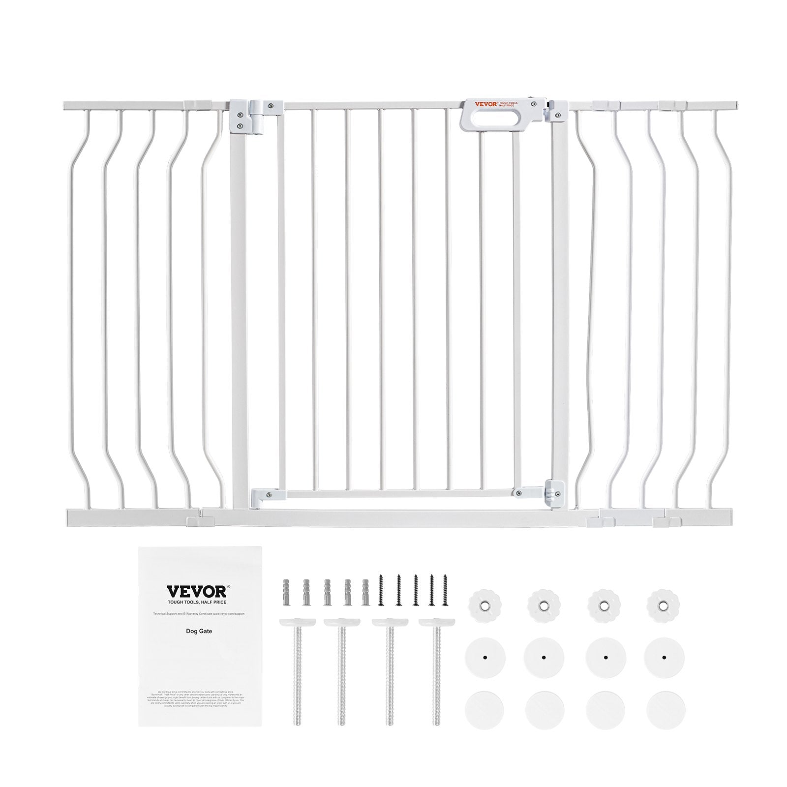 VEVOR Baby Gate, 749-1346 mm Extra Wide, 762 mm High, Dog Gate for Stairs Doorways and House, Easy Step Walk Thru Auto Close Child Gate Pet Security Gate with Pressure Mount and Wall Mount Kit, White