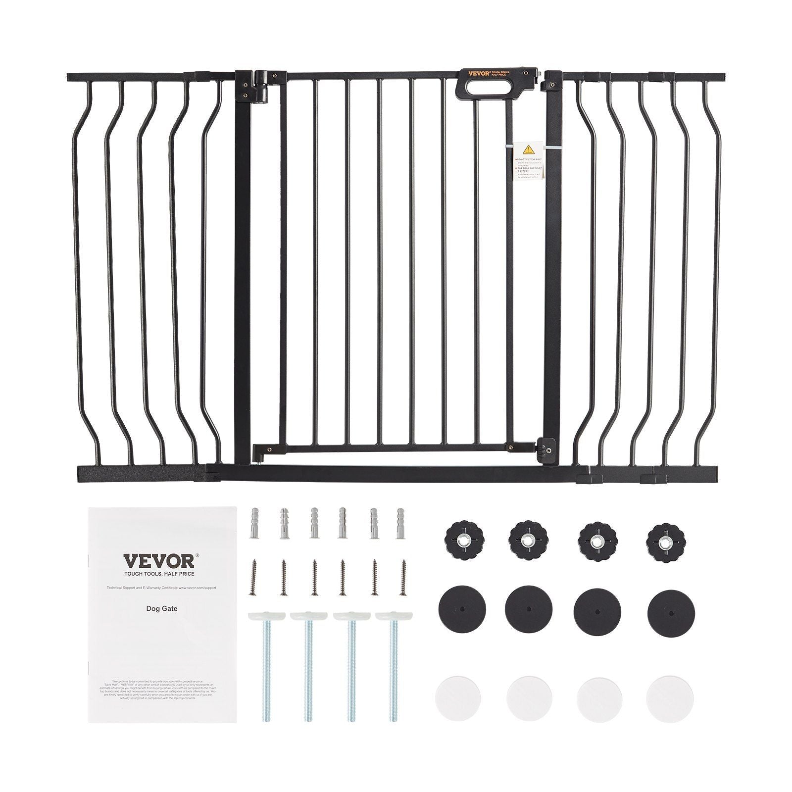 Baby Gate, 749-1346 mm Extra Wide, 762 mm High, Dog Gate for Stairs Doorways and House, Easy Step Walk Thru Auto Close Child Gate Pet Security Gate with Pressure Mount and Wall Mount Kit, Black