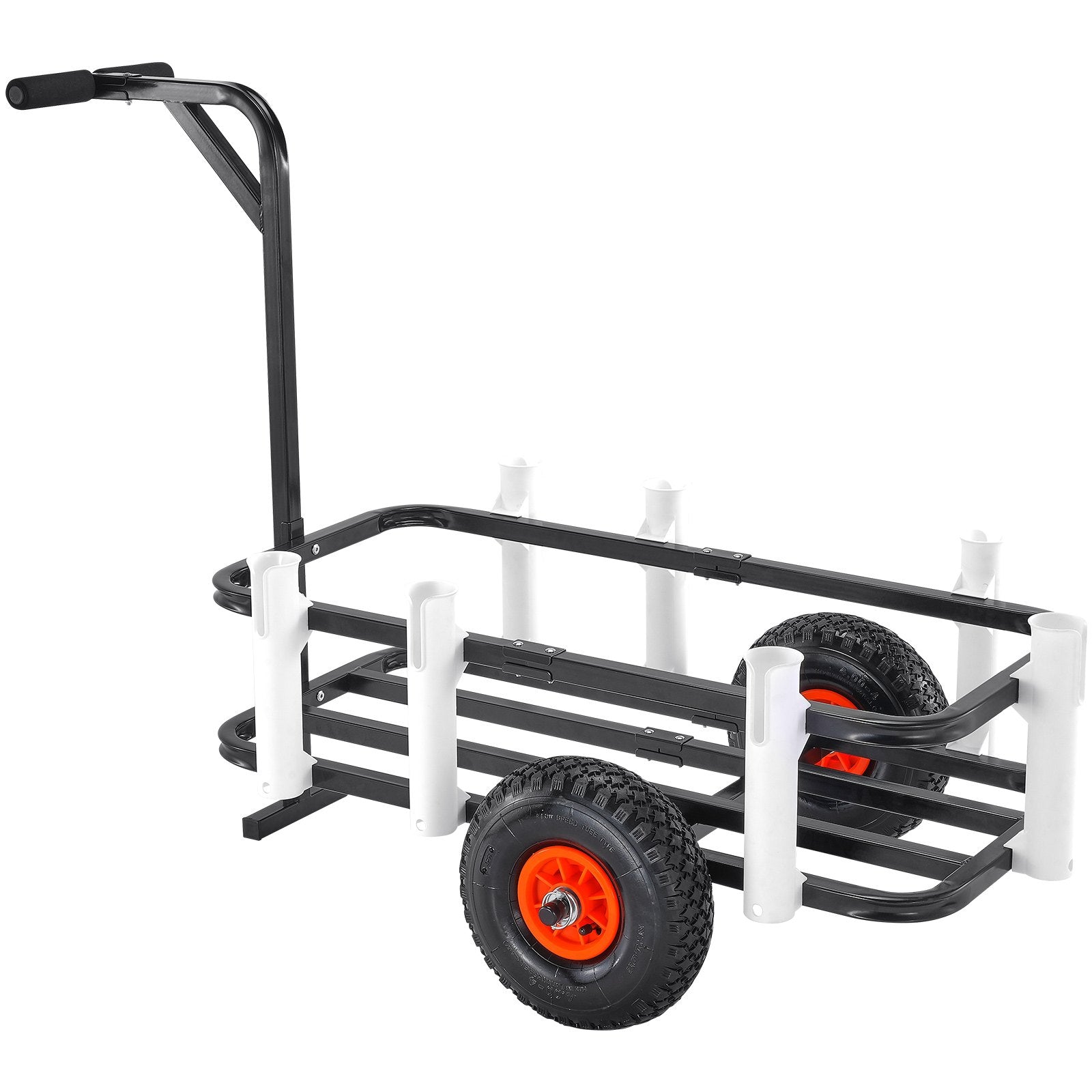 VEVOR Beach Fishing Cart, 91 kg Load Capacity, Fish and Marine Cart with Two 275 mm Big Wheels Rubber Balloon Tires for Sand, Heavy-Duty Steel Pier Wagon Trolley with 7 Rod Holders for Fishing, Picnic