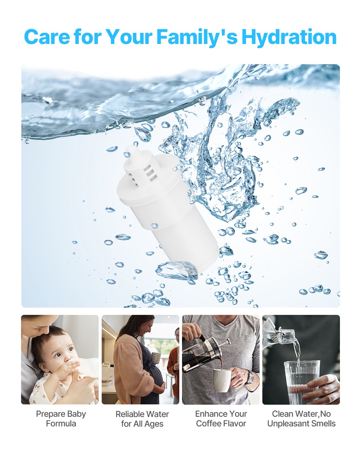 VEVOR Pitcher Water Filters 3-pack Replacements for Water Filter Pitcher 6216