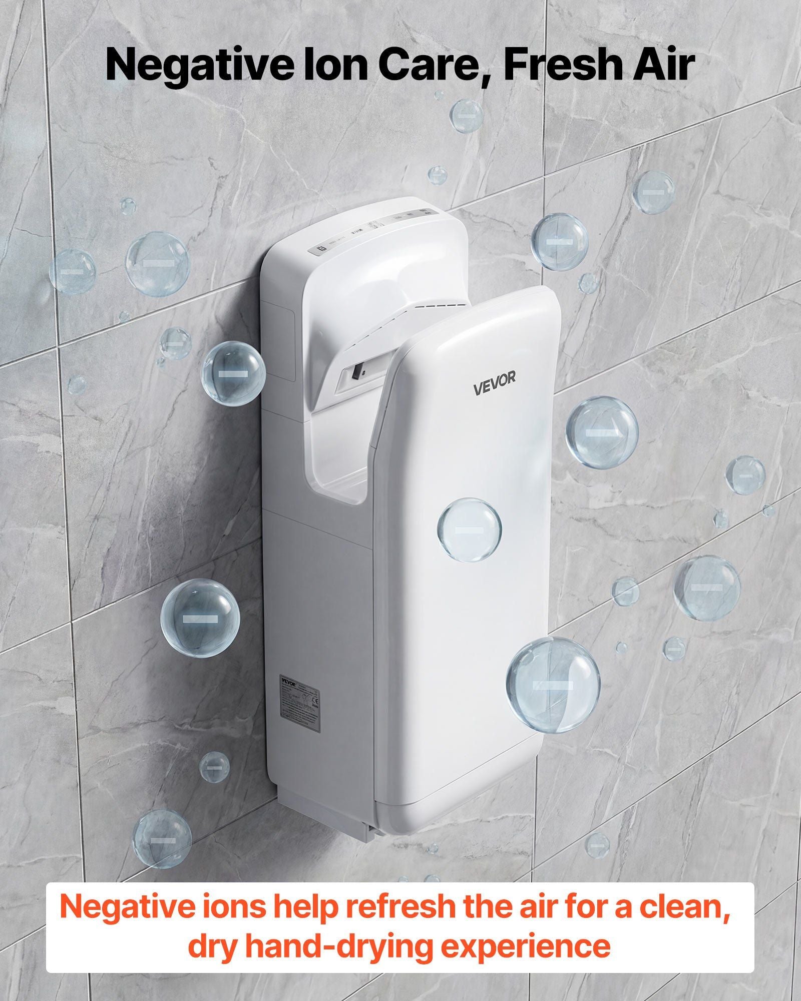 Vertical Hand Dryer, Hand Dryers with HEPA Filter, 19000 RPM High-Speed Motor, Dual-Side Airflow, ABS Sturdy Automatic Air Wall Mount Fast Drying for Commercial Bathrooms Modern Home, White