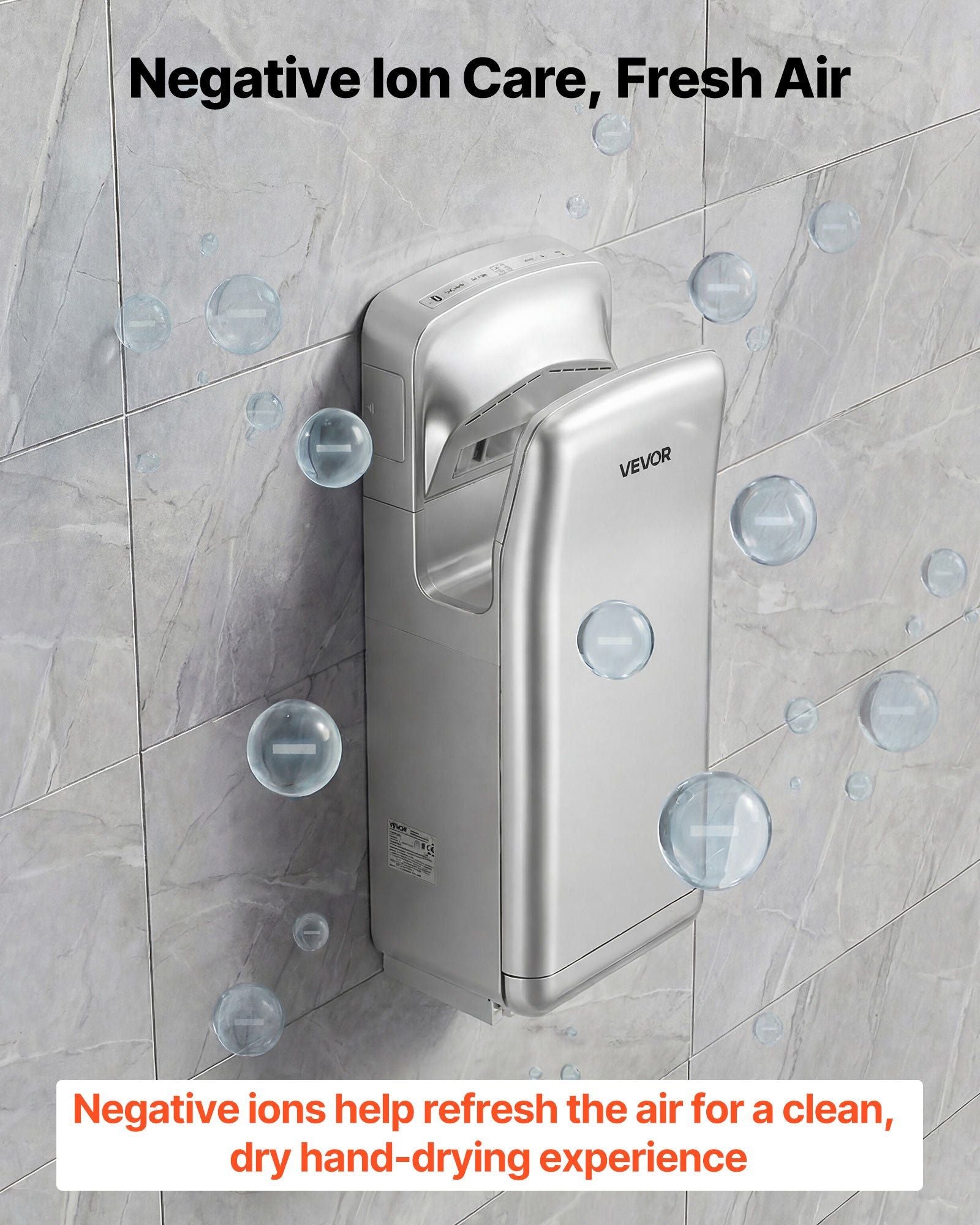 Vertical Hand Dryer, Hand Dryers with HEPA Filter, 19000 RPM High-Speed Motor, Dual-Side Airflow, ABS Sturdy Automatic Air Wall Mount Fast Drying for Commercial Bathrooms Modern Home, Silver