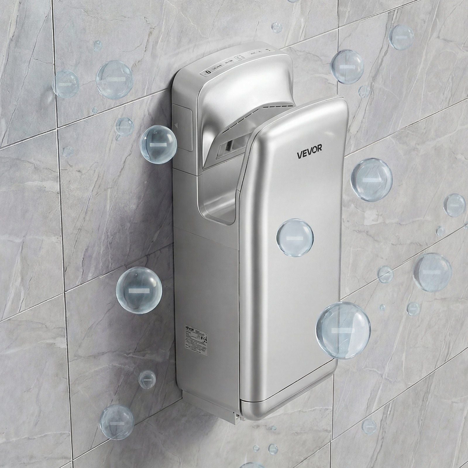 Vertical Hand Dryer, Hand Dryers with HEPA Filter, 19000 RPM High-Speed Motor, Dual-Side Airflow, ABS Sturdy Automatic Air Wall Mount Fast Drying for Commercial Bathrooms Modern Home, Silver
