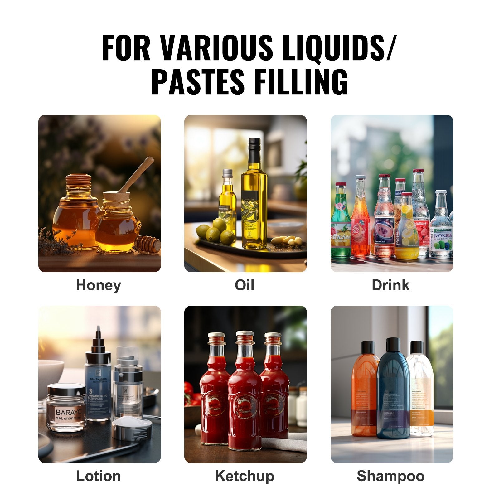 VEVOR Pneumatic Paste Liquid Filling Machine, 5-50ml Bottle Filler, Bottle Filling Machine, Stainless Steel Liquid Filler with Pedal for Milk Water Juice Essential Oil Shampoo Cosmetic Honey Lotion