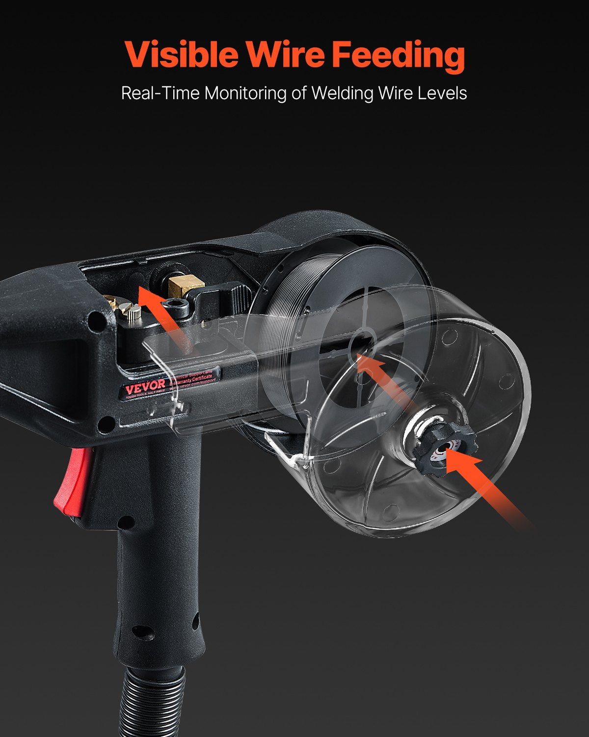 200Amp Spool Gun with 10FT Cable, Compatible with W Weldpro MlG200GDsv200 and MIG155GD Welders, Suitable for 0.030" and 0.035" Flux Core/Solid/Aluminum Welding Wires