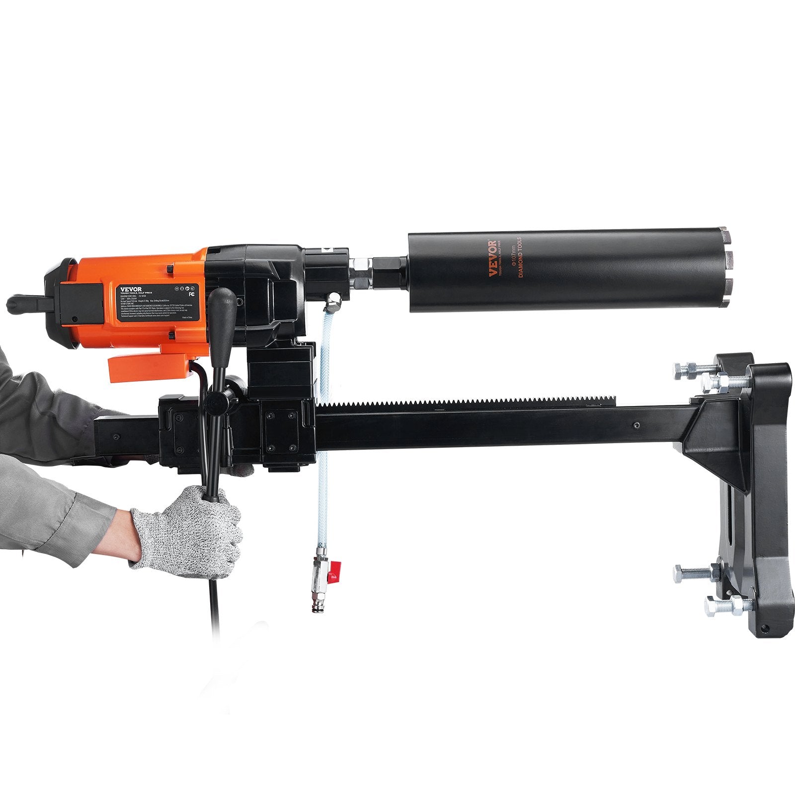 VEVOR Diamond Core Drilling Machine, 10in Wet Concrete Core Drill Rig with Stand Wheels, 750RPM Speed & 1-1/4" Thread & Lifting Handle, 10in Drilling Diameter for Concrete Brick Block Stone, 2500W