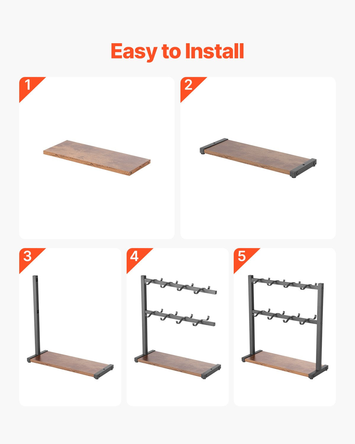 VEVOR Coffee Mug Holder for Countertop 16 Hooks Cup Rack with Wood Storage Base