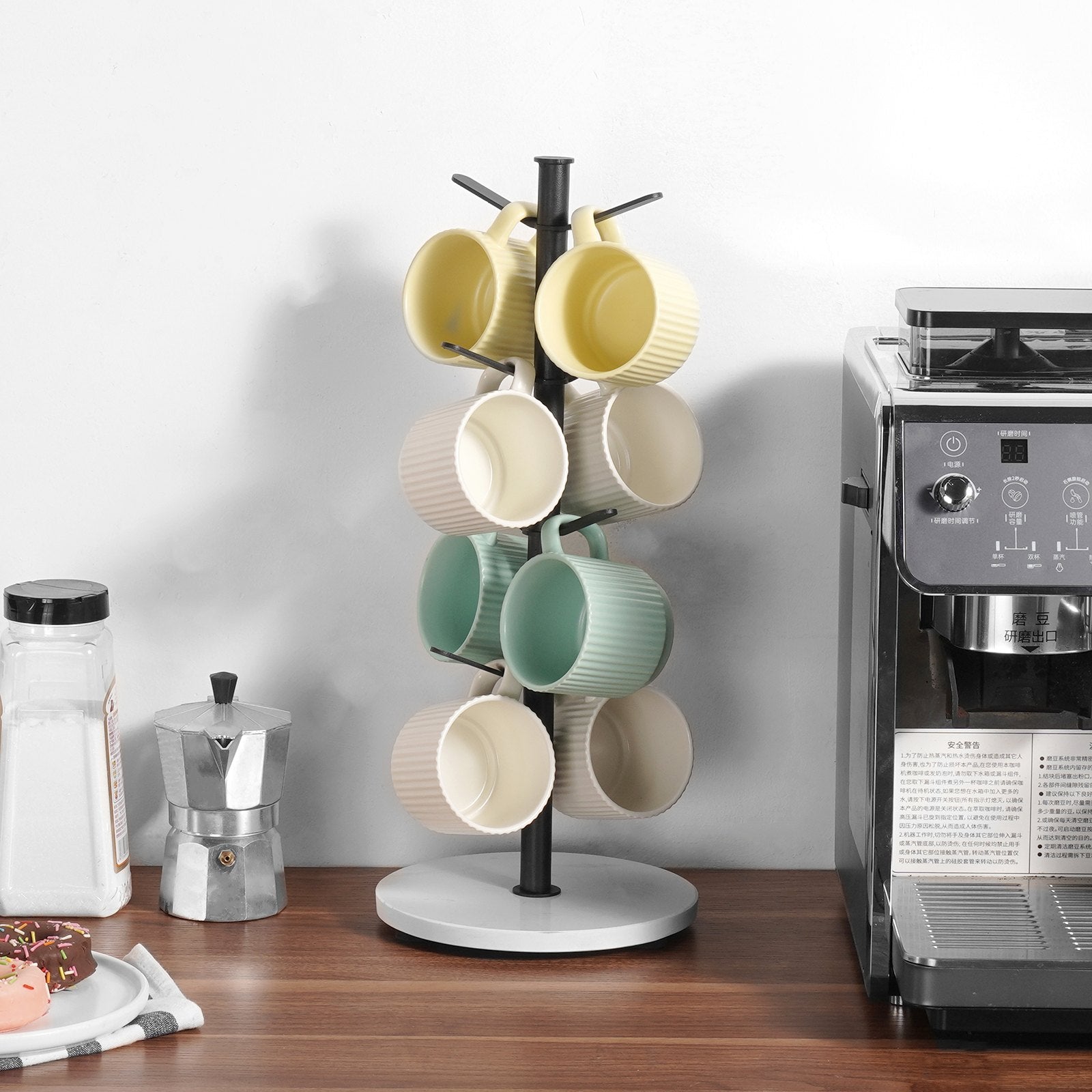 VEVOR Mug Holder Tree with Marble Base 8 Hooks Cup Tree Rack for Counter Kitchen