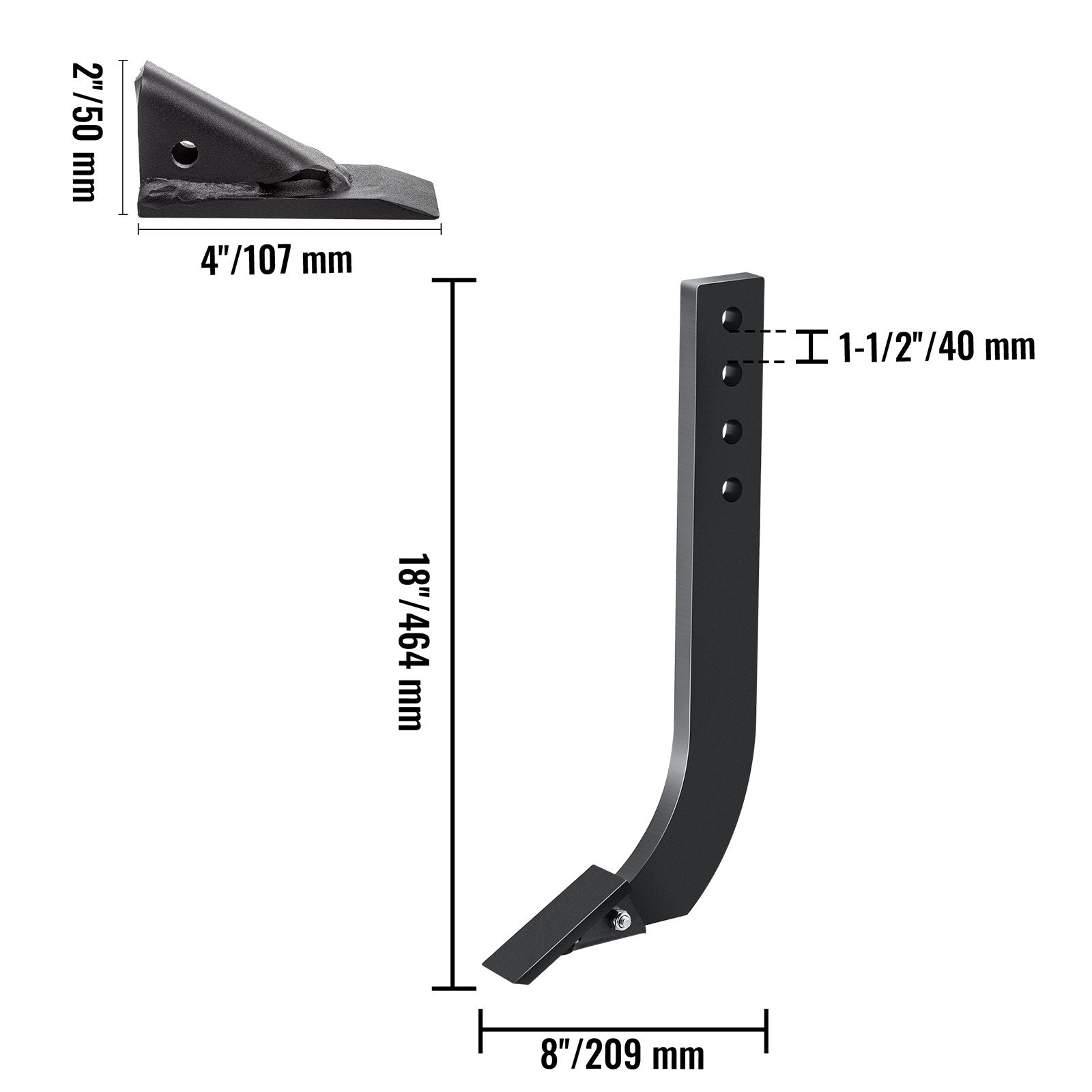 VEVOR Box Blade Shank, 46.4cm Scarifier Shank, 4 Holes Box Scraper Shank, Ripper Shank with Removable Tapered Teeth and Pins, Adjustable Shanks Assembly for Replacement, Digging, Plowing, 5PCS