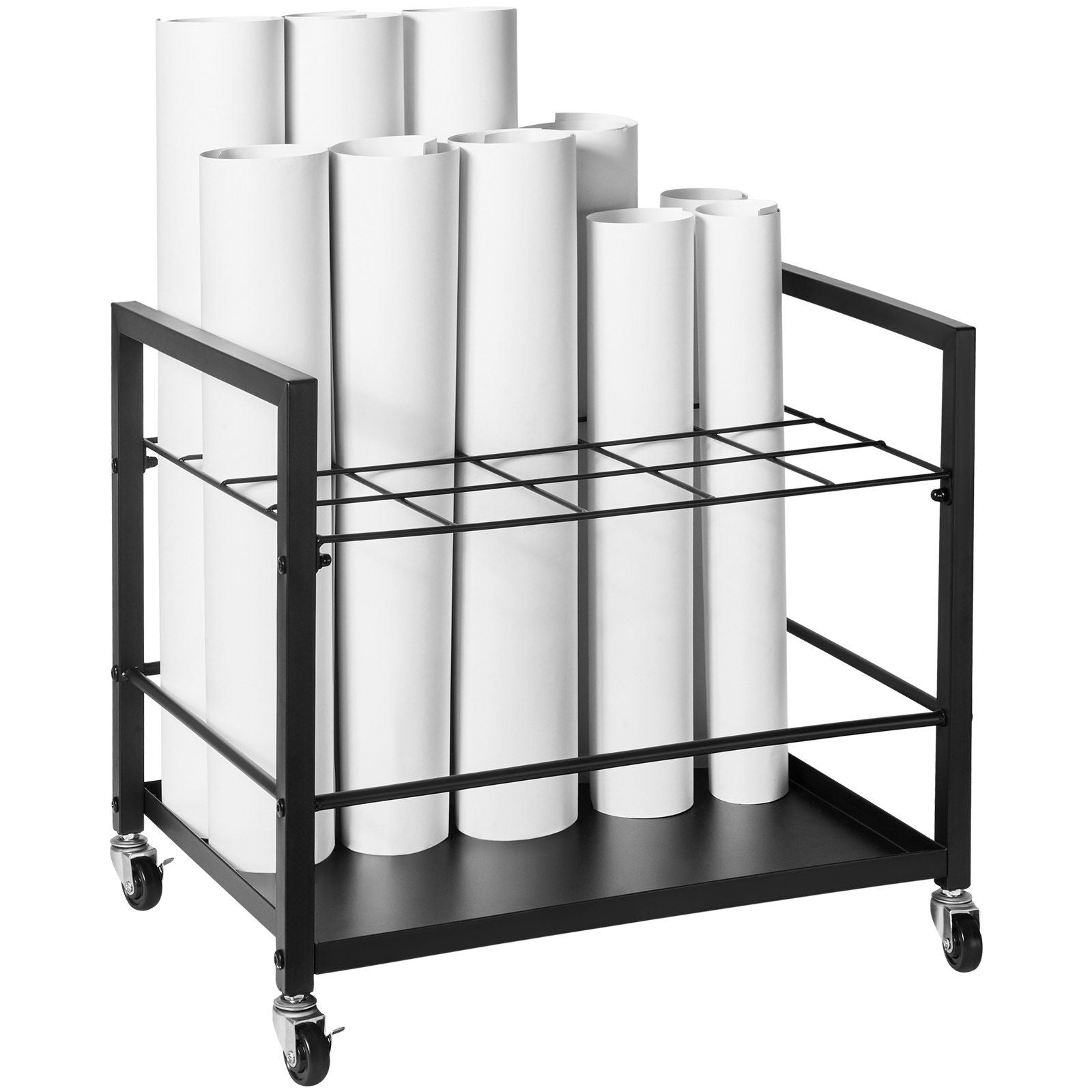 Blueprint Storage Rack, 20 Slots Blueprint Holder with Wheels, Mobile Metal Blueprint Storage Cart for Map Poster Architectural Construction Plan, Roll File Organizer for Home, Office, School
