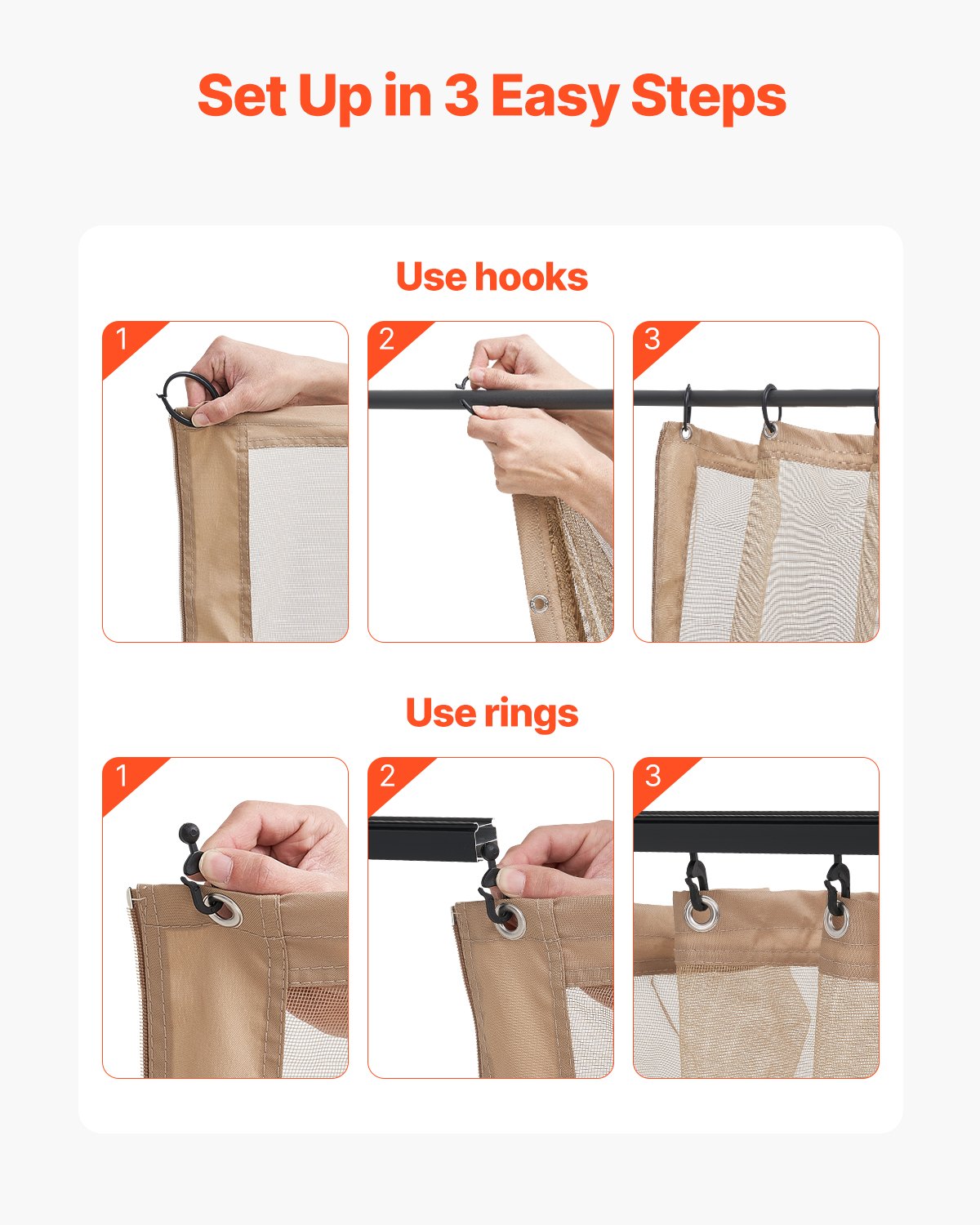 VEVOR Gazebo Netting Replacement, Fit Most 10 x 10 x 7 FT Gazebo Curtain, Outdoor Garden Net, 4-Panel Sidewall Mesh Net, Patio Midge Netting with Double Zipper, Canopy Screen (Netting Only)