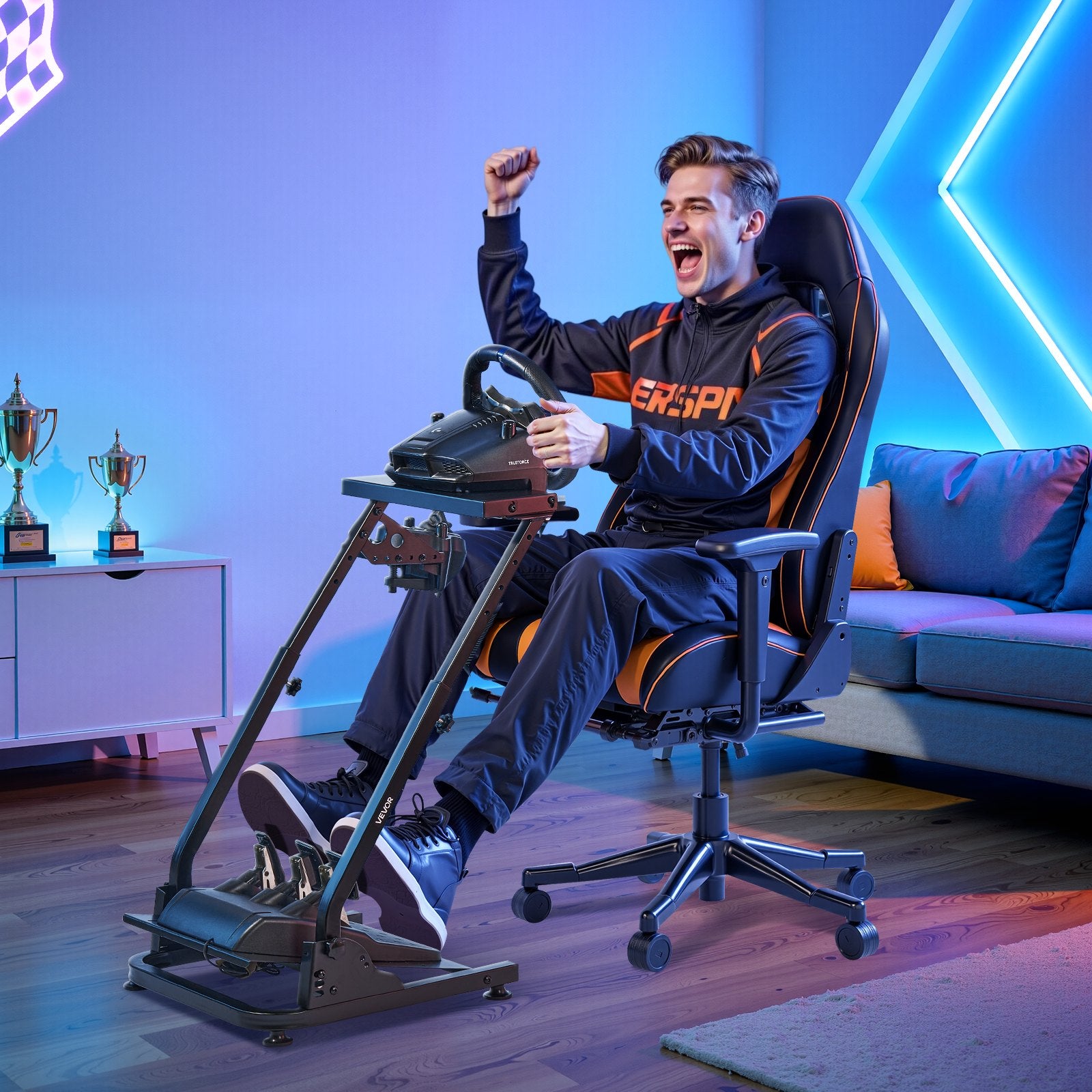 VEVOR Racing Wheel Stand, Adjustable & Foldable Simulator Stand for Logitech G29 G27 G920 G923, Thrustmaster T300RS T300GT T248 TS-PC TSXW Gaming Cockpit,Pedals Simulator NOT Included