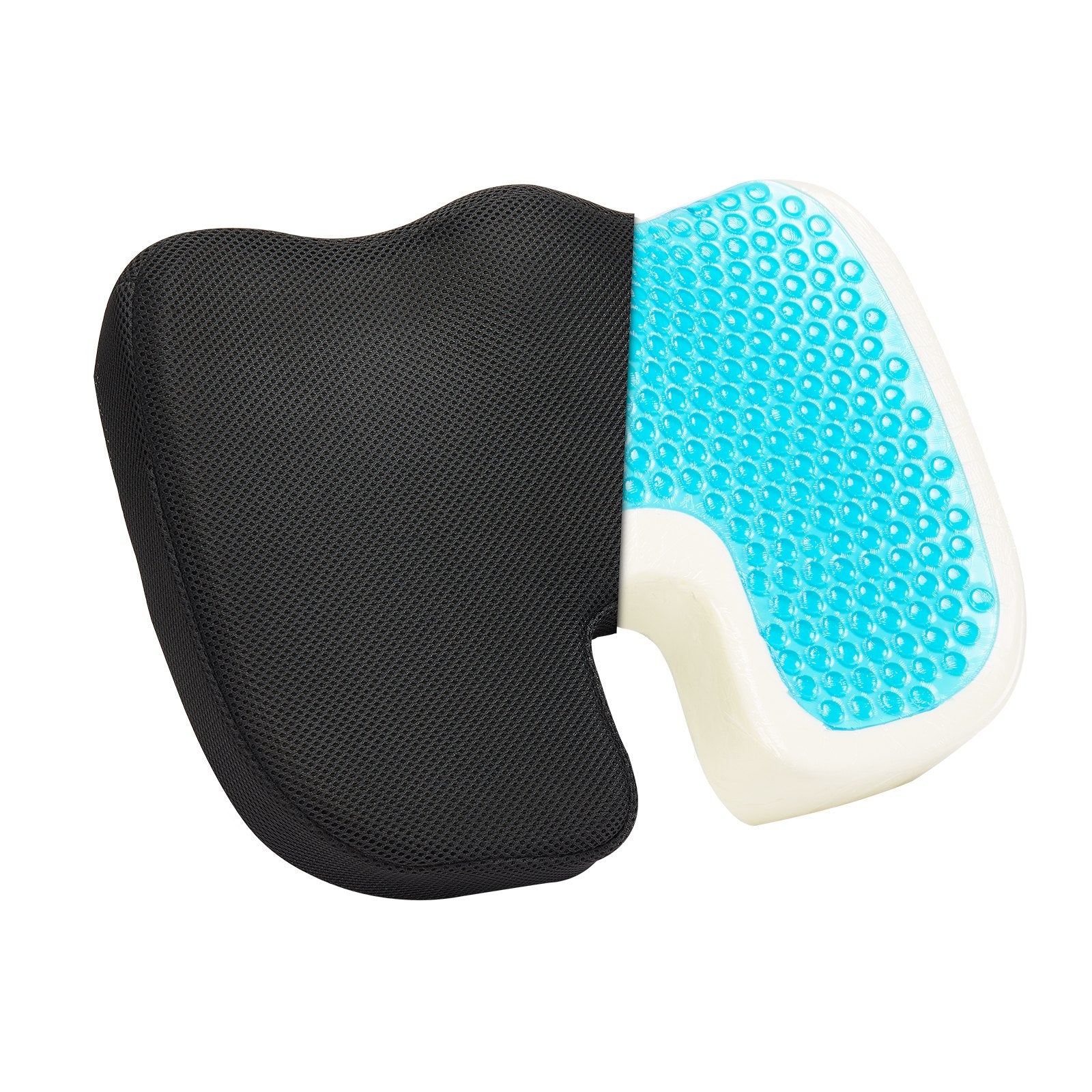 VEVOR Seat Cushion, Cooling Gel + Memory Foam Seat Cushion, Pressure-Relief Wheelchair Seat Pad with U-Shaped Cutout & Removable Cover, Lightweight and Portable for Travel, Car, Office, Airplane