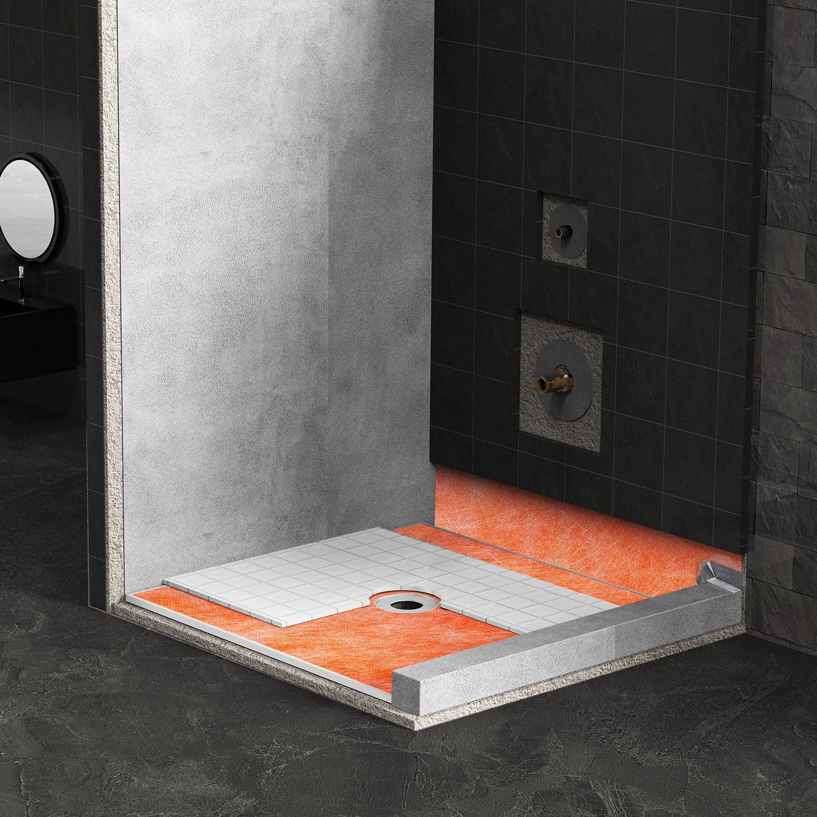 Waterproof Membrane for Shower, 1.2 x 40 m 46.45 m² Waterproofing Tile Membrane, 0.5mm Thickness Polyethylene Fabric Roll, Easy to Cut for Bathroom, Kitchen, Sauna, Walls, Underlayment