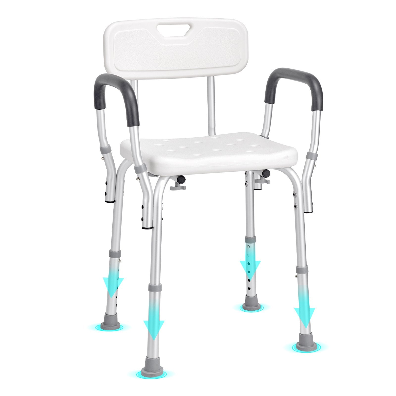 VEVOR Shower Chair, Shower Seat with Back, Adjustable Height Shower Stool, Shower Chair for Inside Shower Bathtub, Non-slip Bathroom Bench Bath Chair for Elderly Disabled Handicap, 158.8 kg Capacity