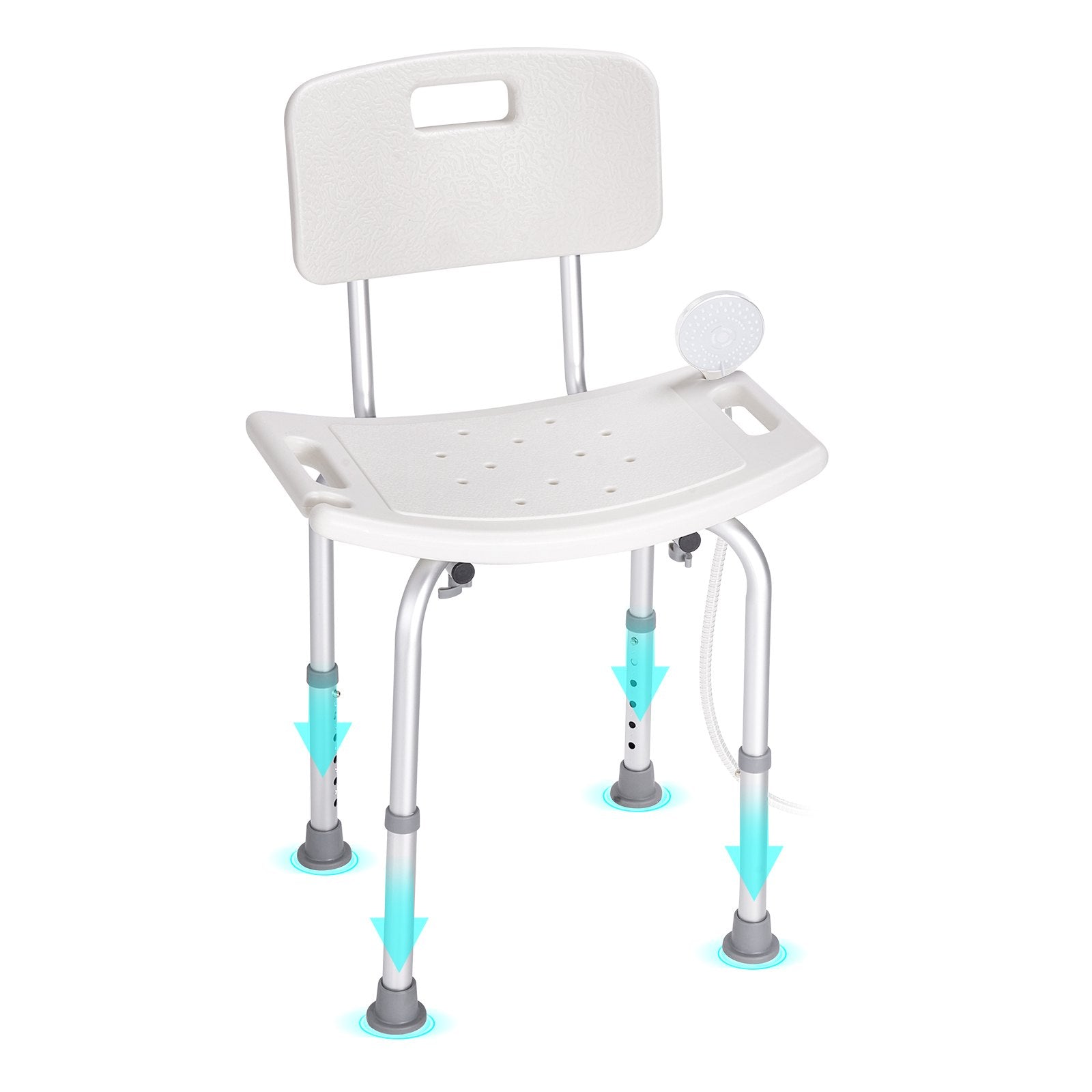 VEVOR Shower Chair, Shower Seat with Back, Adjustable Height Shower Stool, Shower Chair for Inside Shower Bathtub, Non-slip Bathroom Bench Bath Chair for Elderly Disabled Handicap, 158.8 kg Capacity