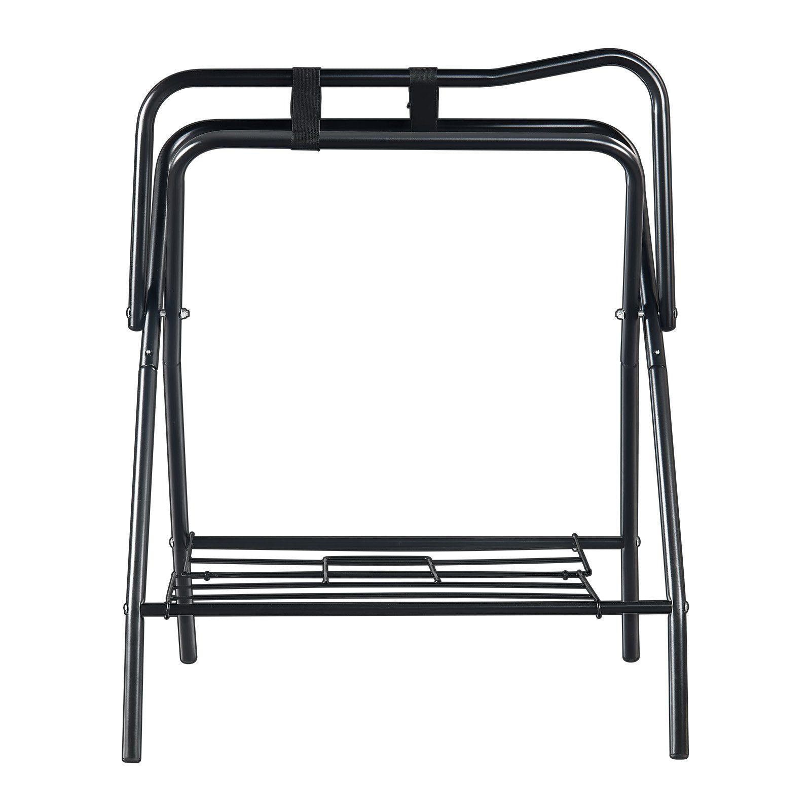 Folding Saddle Rack, 28 x 19 x 37.5 in, Freestanding Horse Saddle Stand, Portable Horse Blanket Holder, Heavy Duty Steel Saddle Rack for English & Western Saddles, Tack Storage, Black