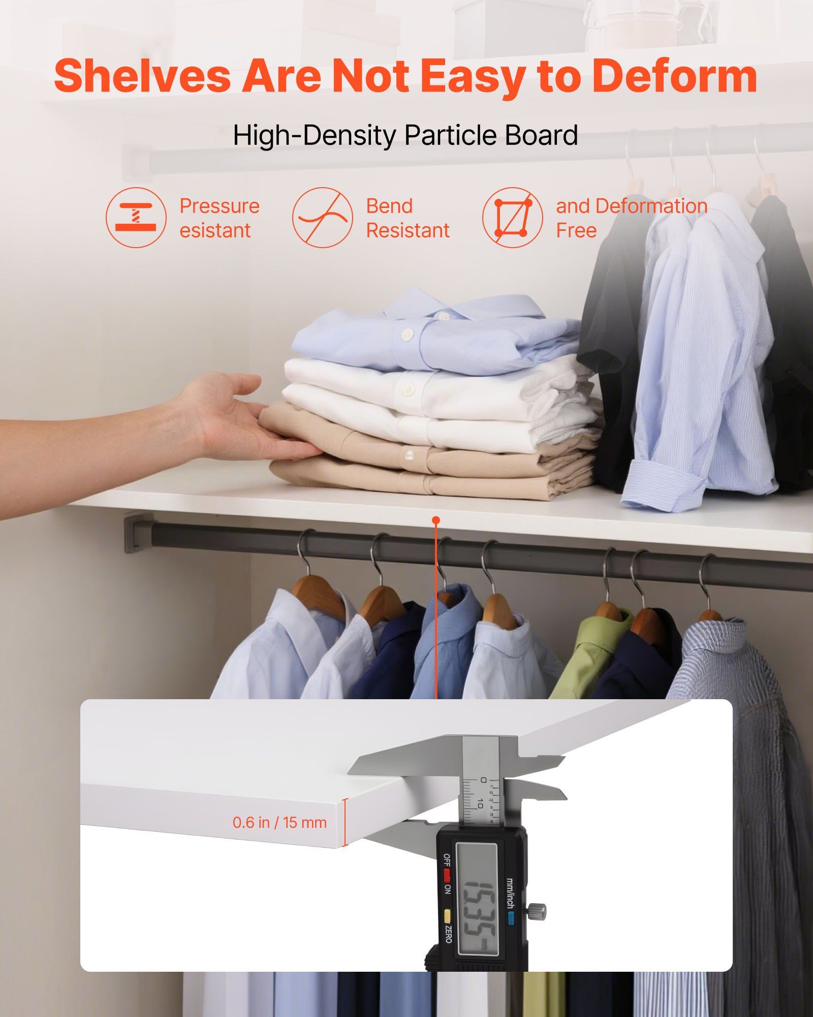 Melamine Shelves, 2 Piece, Wooden Cabinet Shelves Cut to Size for Closet System, Replacement Cabinet Shelf, Versatile Use Wardrobe Board for Closets, Cabinets, or any custom Shelving Needs