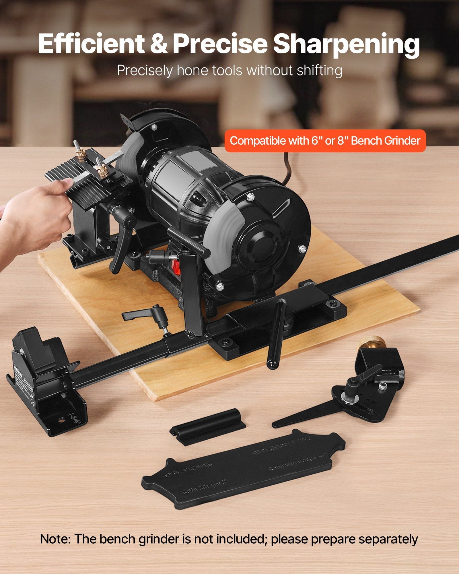 Pro Grind Sharpening System, Multi-Grind Sharpening Jig for 152mm & 203mm Bench Grinder - with Platform Jig, Tool Rest Bar, Setup Block, Miter Slide, Micro Bevel Block, for Woodturning Tools