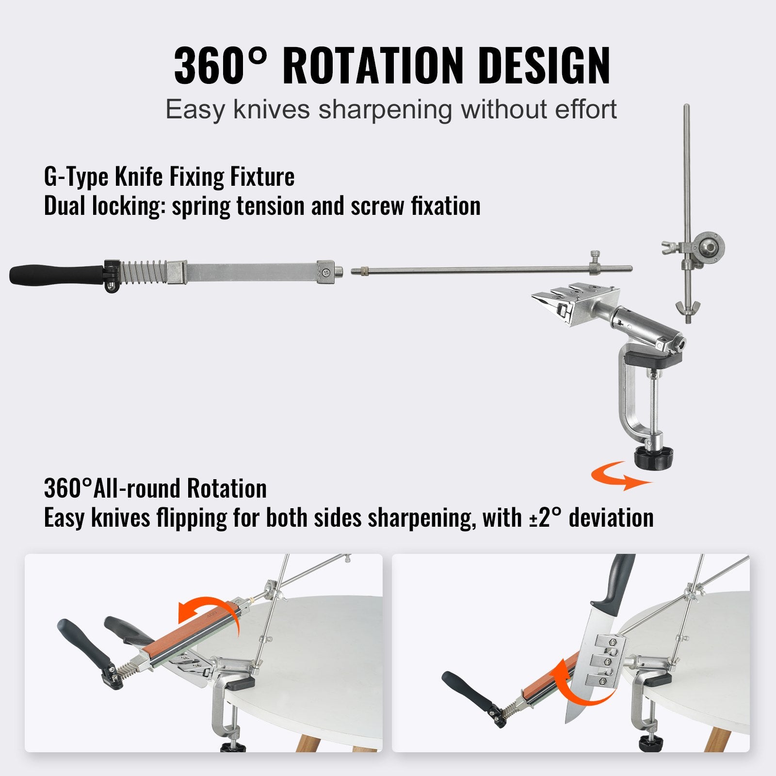 VEVOR Knife Sharpener Kit, Rotation Flip Fixed Angle Knife Sharpening System with 12 Whetstones 120-10000 Grit, Professional Kitchen Chef Knife Sharpening Kit for All Knives and Scissors