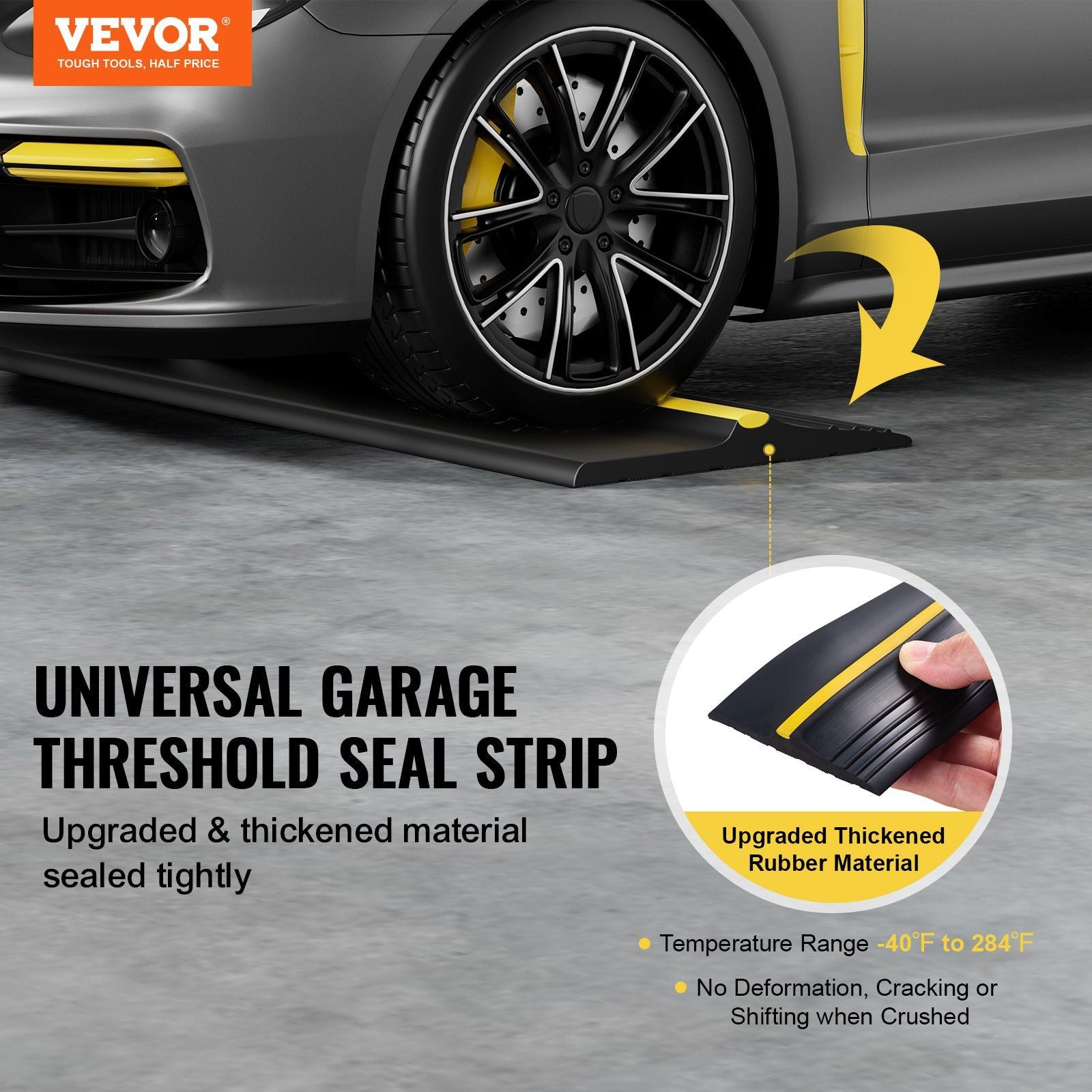 Garage Door Threshold Seal Strip, 20 FT Universal Garage Door Floor Seal Strip with Adhesive, Garage Door Bottom Weatherproof Strip, Upgraded Thick PVC DIY Weather Stripping Replacement, Black