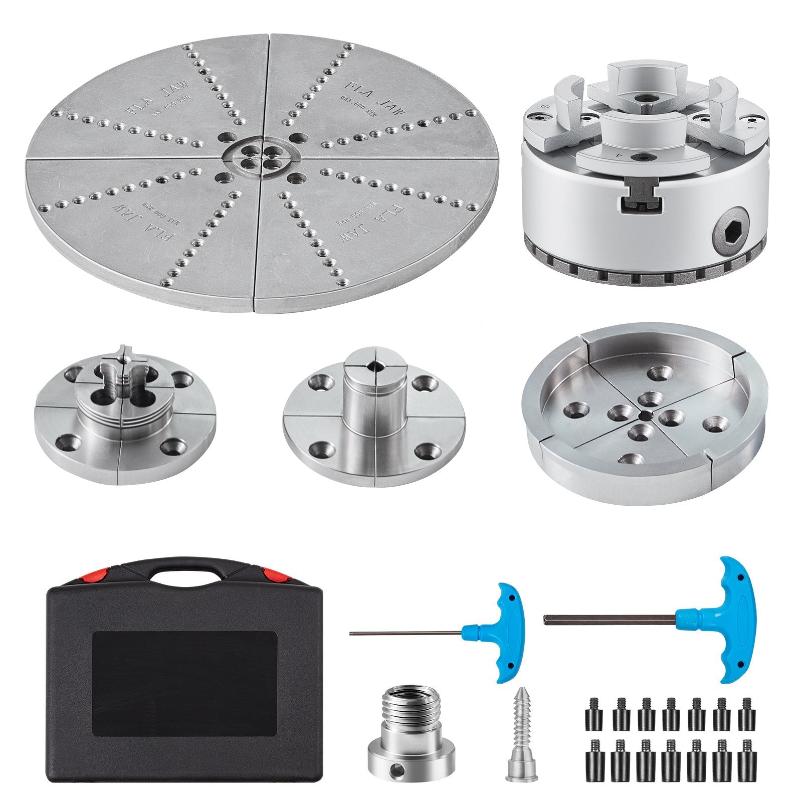 VEVOR KP965 Lathe Chuck, 4-Jaw 96 mm Diameter, Metal Lathe Chuck Turning Machine Accessories with 5 Sets of Jaws, Self-centering Tool, for Precision Machining, Grinding Machines, Milling Machines