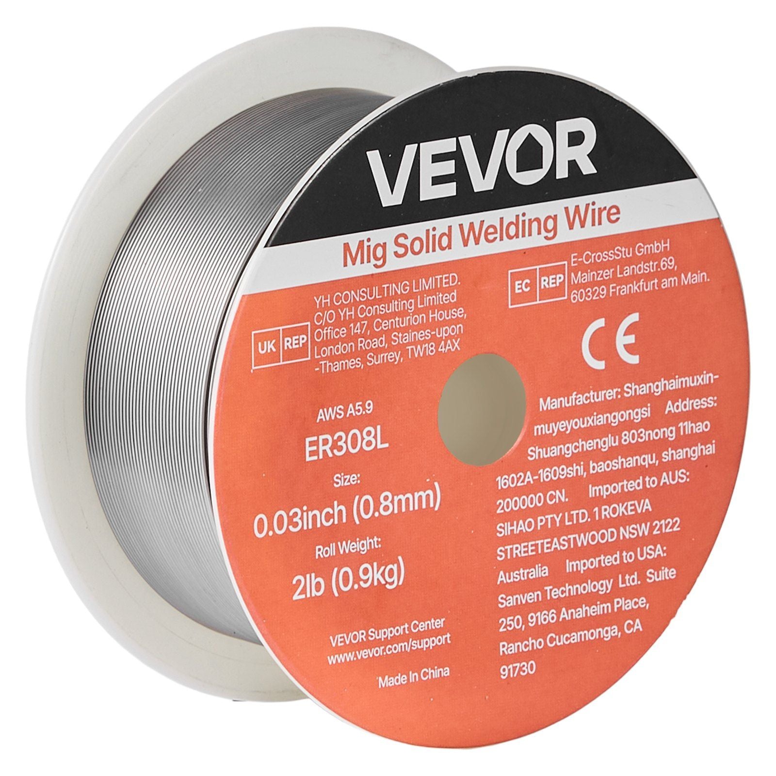 Solid MIG Welding Wire, ER308L 0.8mm 0.9kg, Low Spatter Stainless Steel Welding Wire with High Feedability for All-Position Gas Shielded Welding