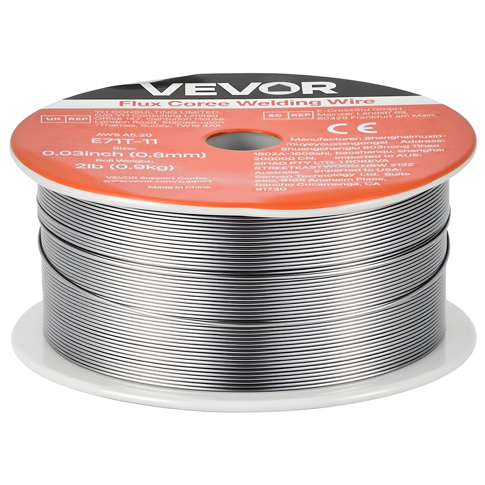 Flux Core MIG Welding Wire, E71T-11 0.8mm 0.9kg, Gasless Mild Steel Welding Wire with Low Spatter for All Position Arc Welding, Self-Shielded for Outdoor Use