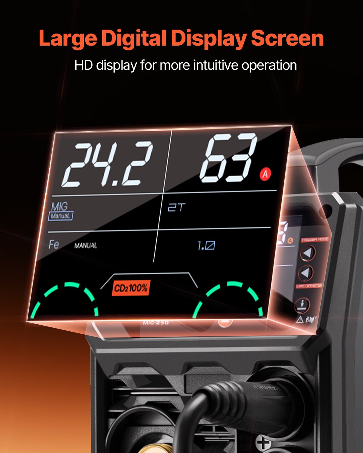 VEVOR Pro MIG Welder, 250Amp Pluse Mig Welding Machine, 5-in-1 Synergic Welder Machine MIG Pluse/Gas MIG/Flux Core MIG/Stick/Lift TIG with IGBT Inverter Technology and LCD Screen Display