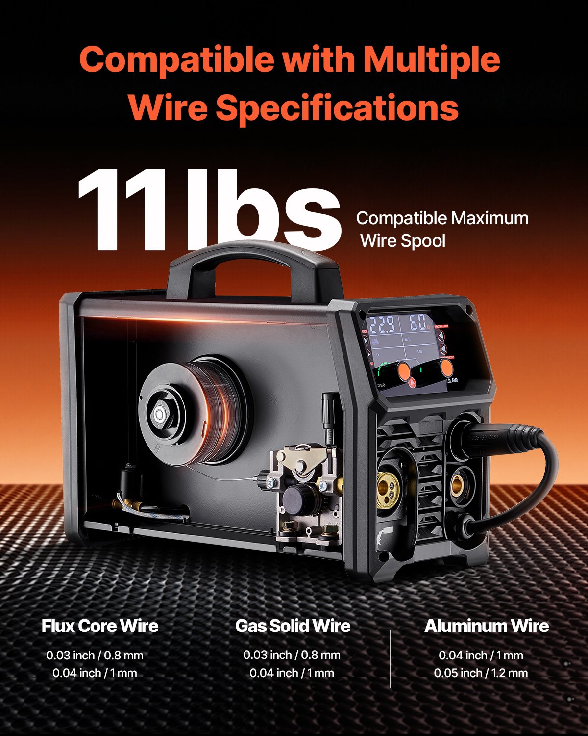 VEVOR Pro MIG Welder, 250Amp Pluse Mig Welding Machine, 5-in-1 Synergic Welder Machine MIG Pluse/Gas MIG/Flux Core MIG/Stick/Lift TIG with IGBT Inverter Technology and LCD Screen Display